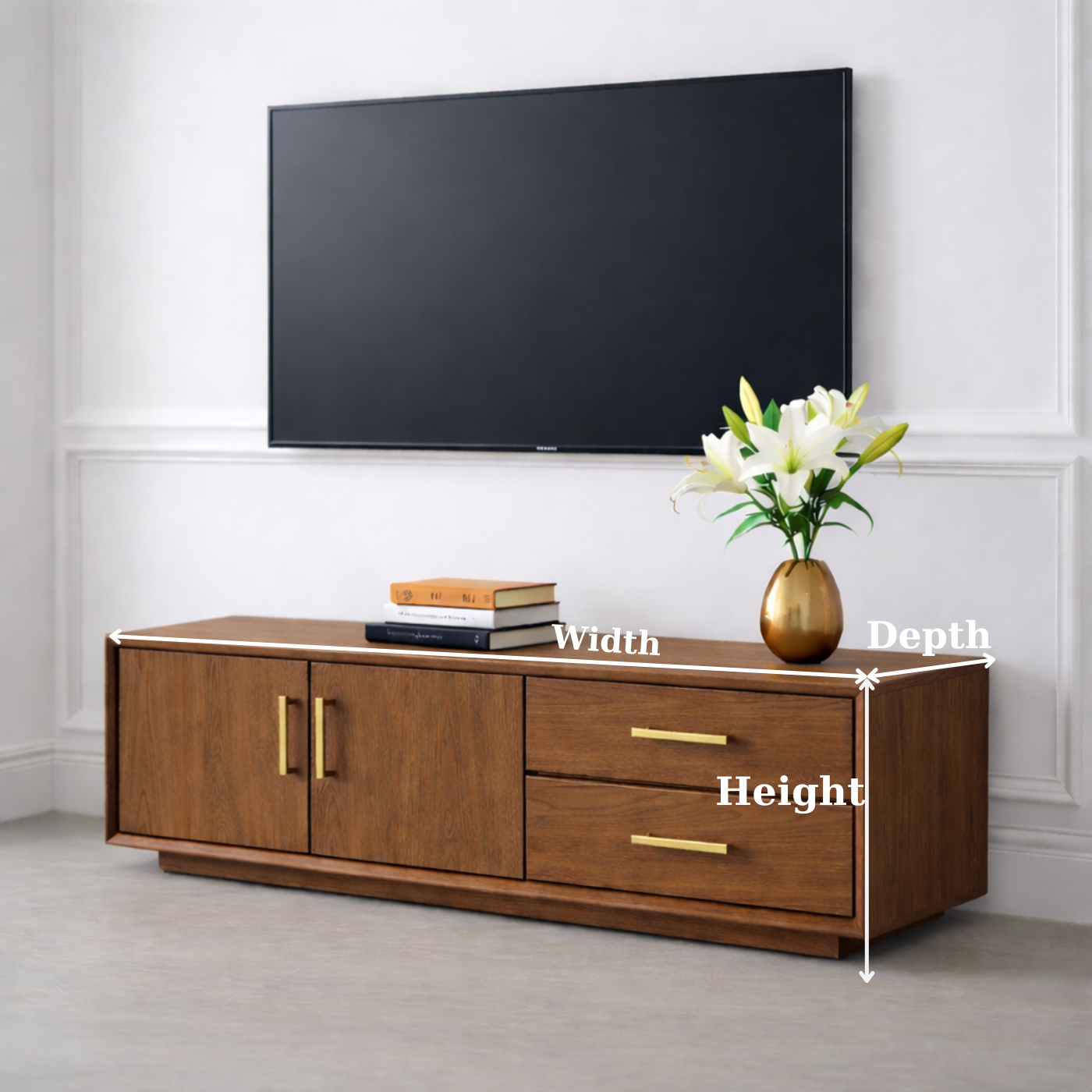 Solid Wood TV Stand with Drawers and Cabinet for Elegant Living Rooms