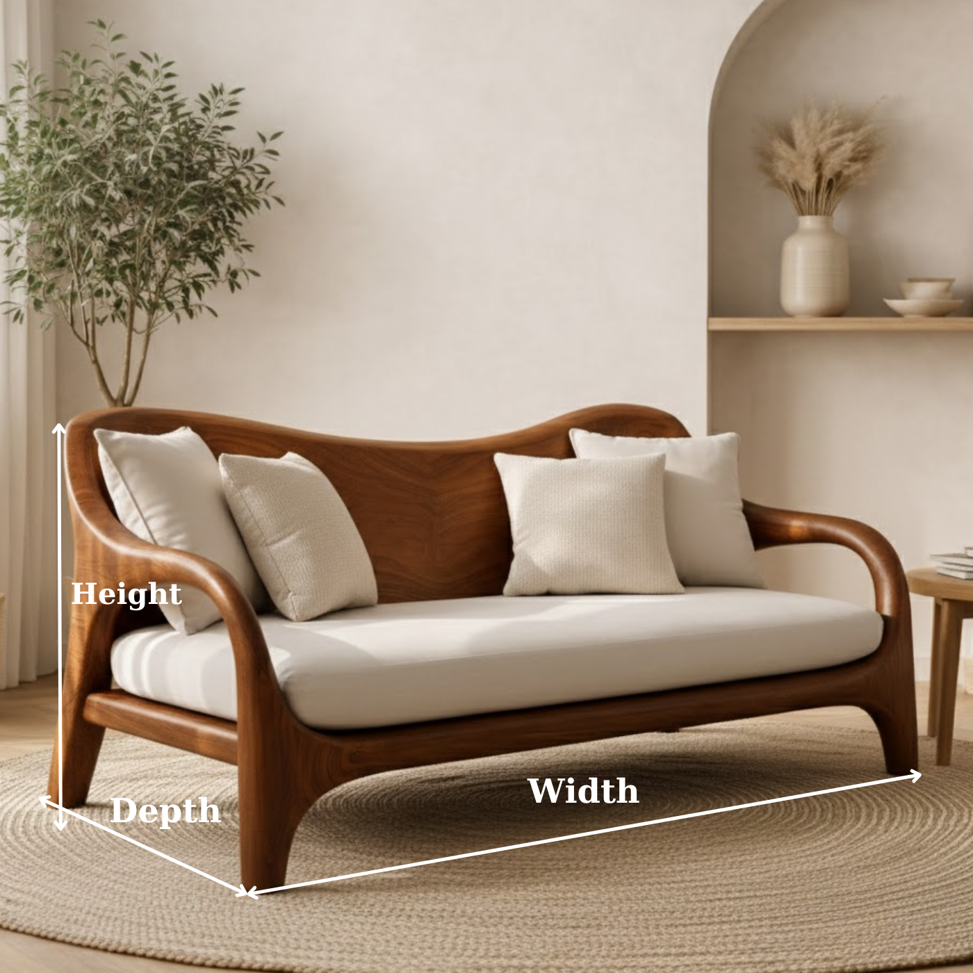 Luxury Solid Wood Sofa Curved Modern Design