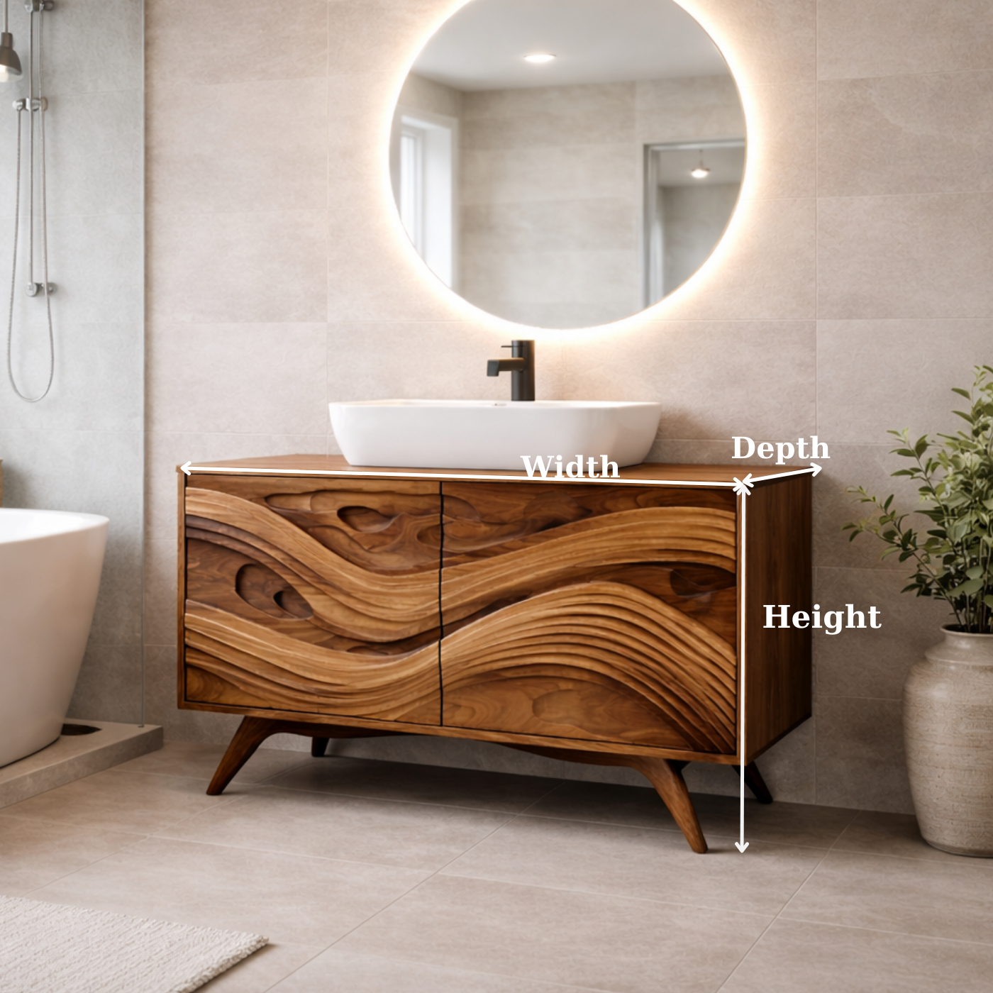 Solid Wood Bathroom Vanity for Modern Bathroom with Storage Cabinet
