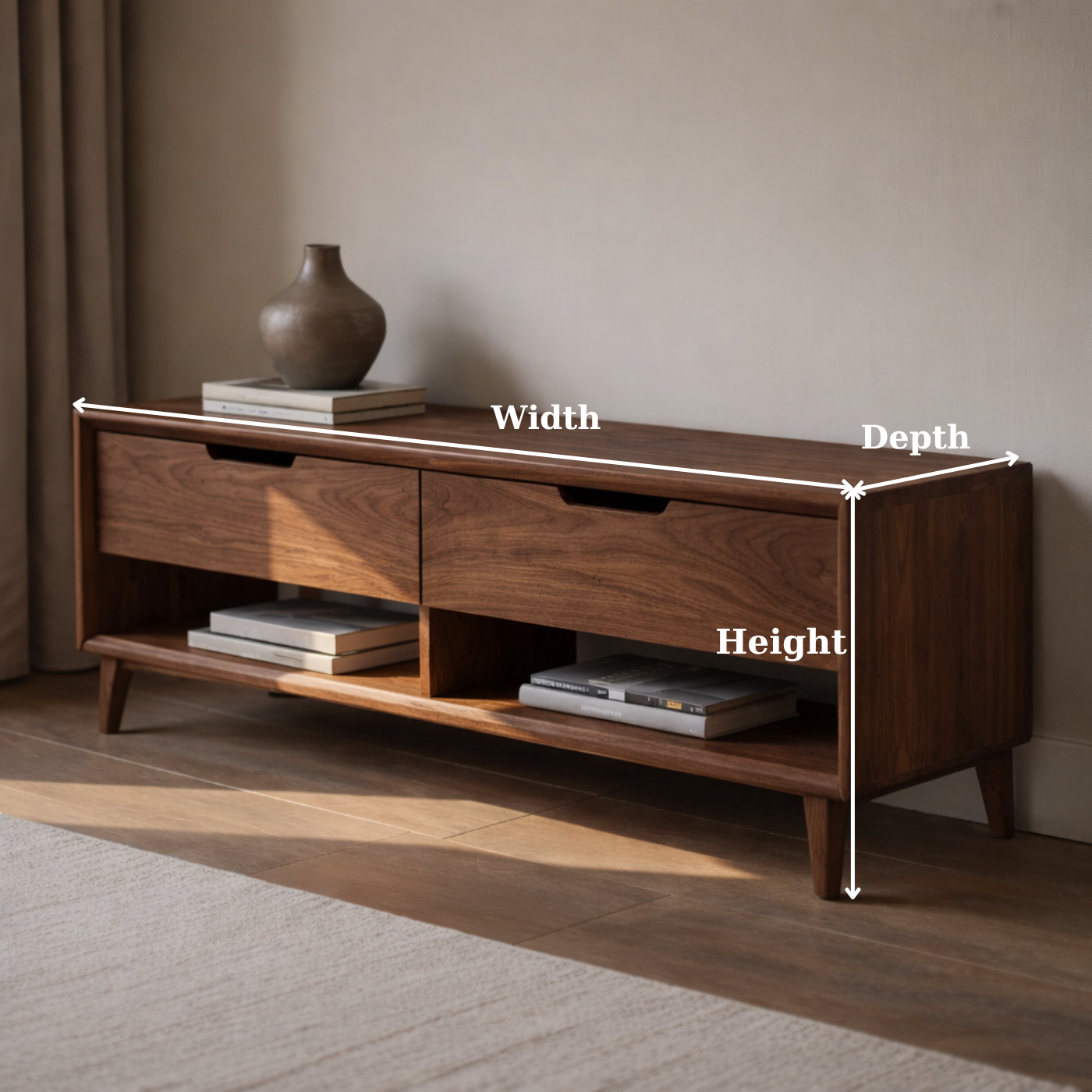Solid Wood Entryway Bench with 2 Drawers & Open Shelf – Modern Storage Bench