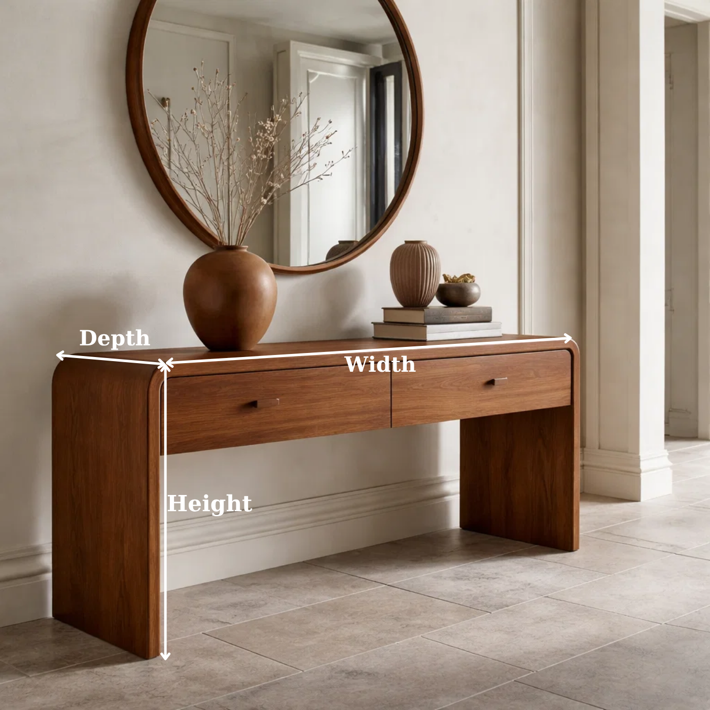 Solid Wood Console Table with Drawers – Modern Hallway Table