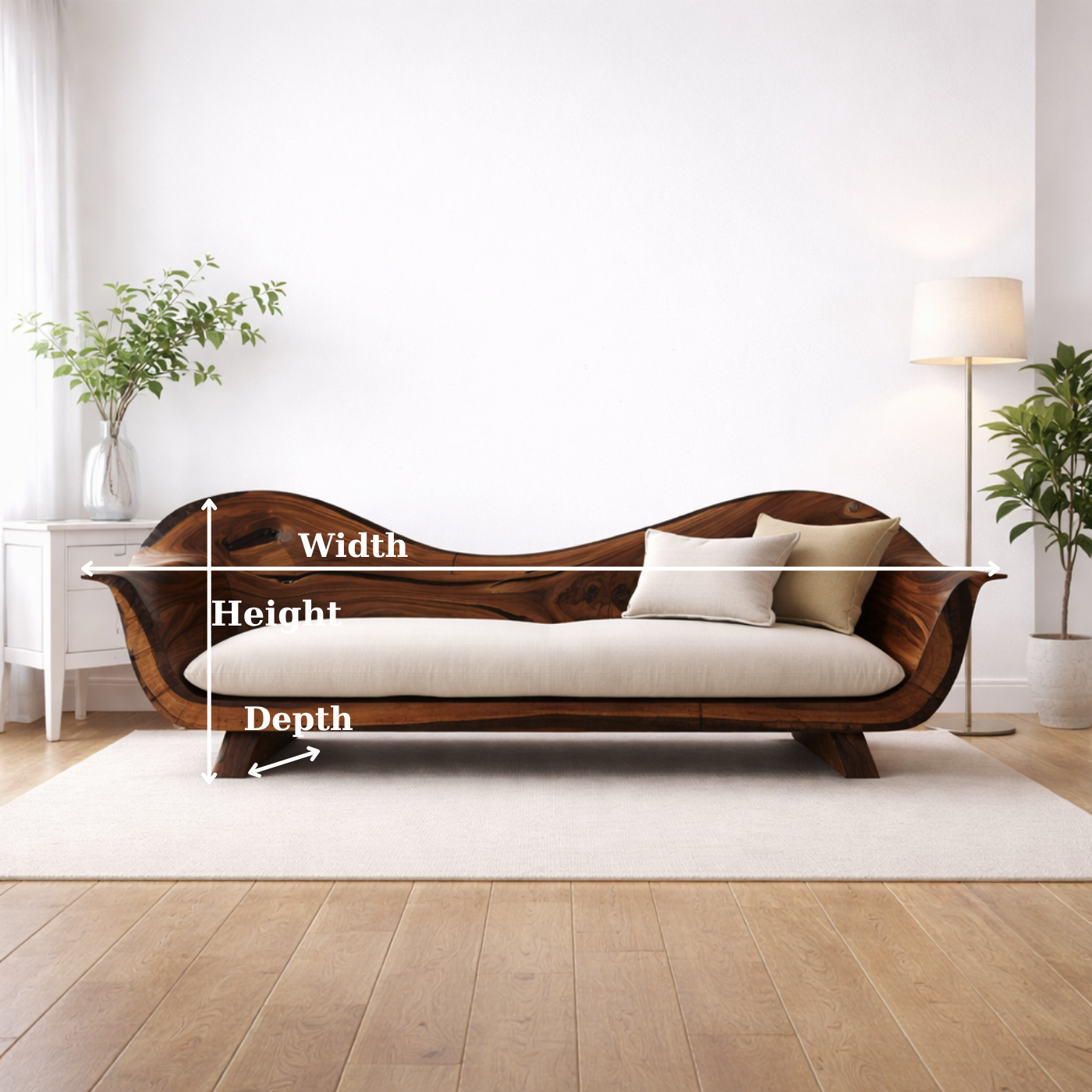 Live Edge Solid Wood Sofa – Sculptural Walnut Wooden Sofa