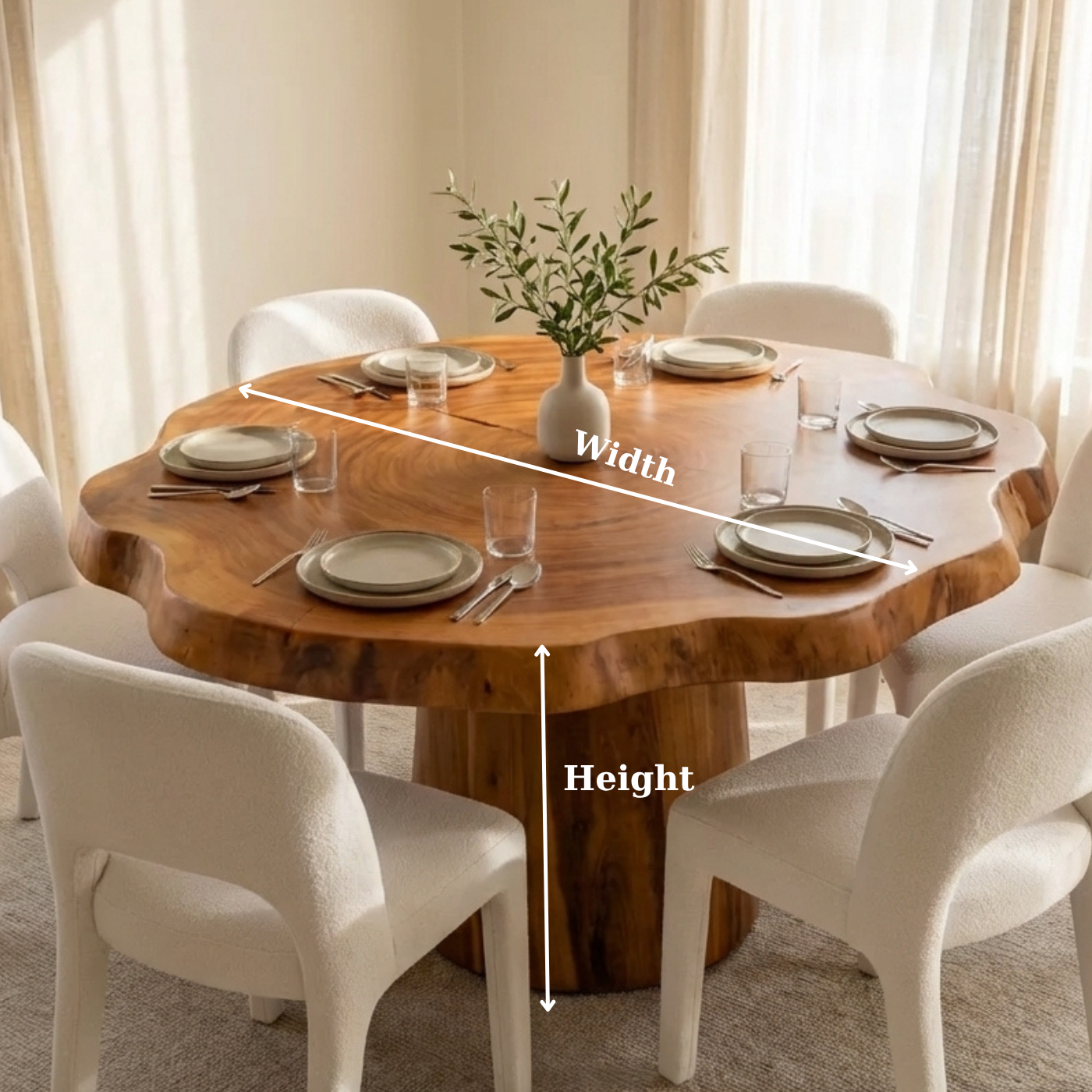Solid Wood Round Dining Table with Live Edge – Organic Modern Design