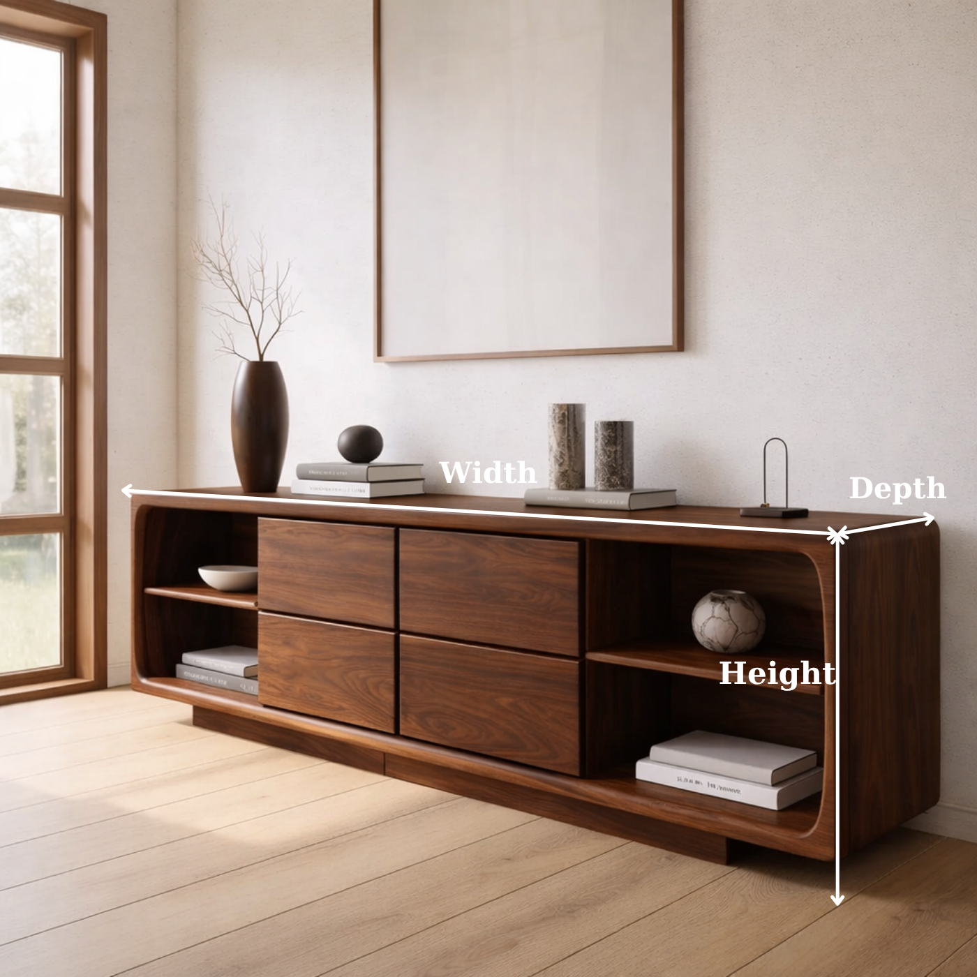 Solid Wood Console Table with Drawer Storage and Open Shelf Design for Modern Living Room