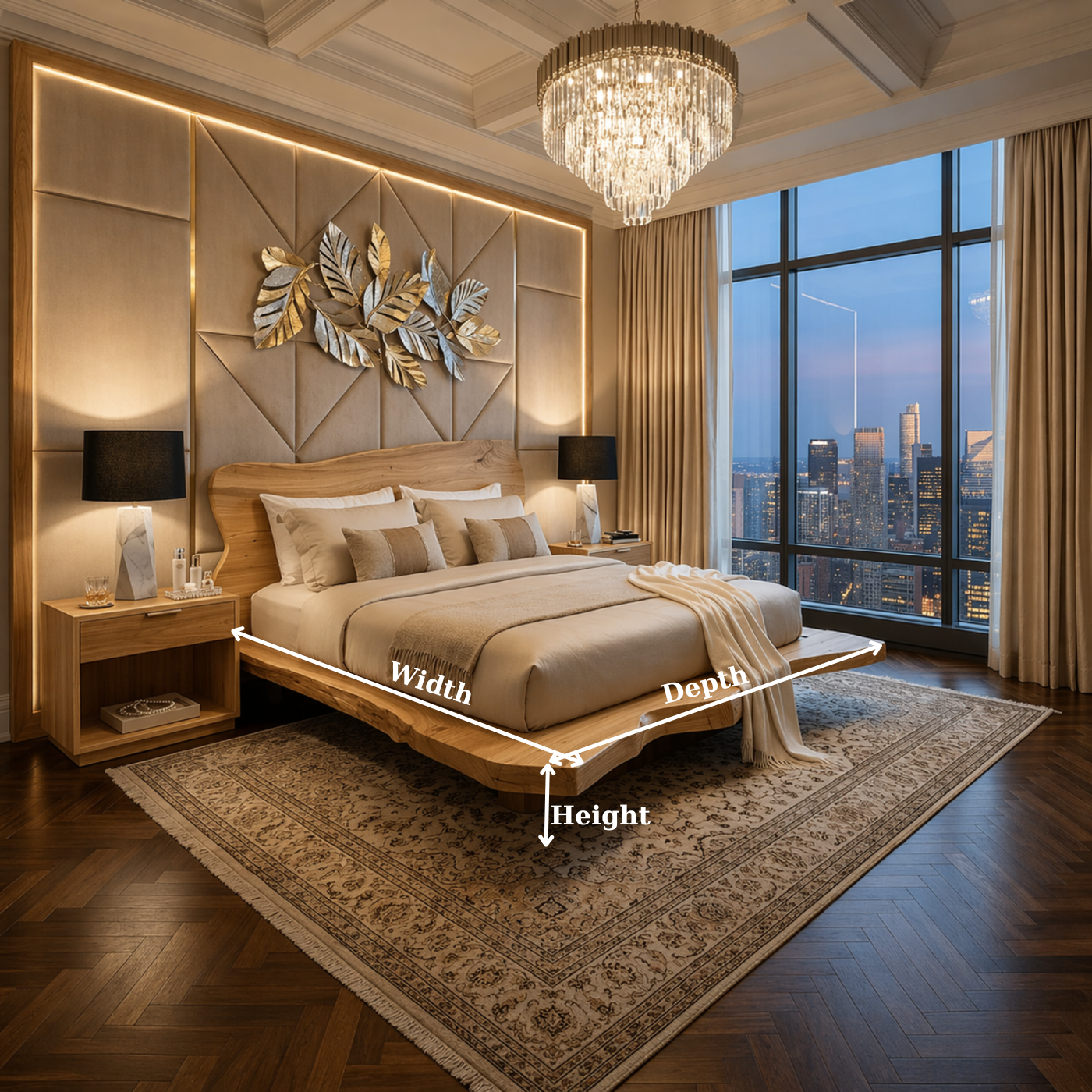 Handcrafted Live Edge Solid Wood Low Profile Platform Bed Frame, Organic Minimalist Furniture
