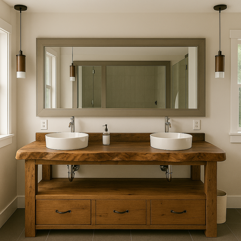 Solid Wood Double Bathroom Vanity Cabinet β Rustic Bathroom Vanity with 3 Drawers