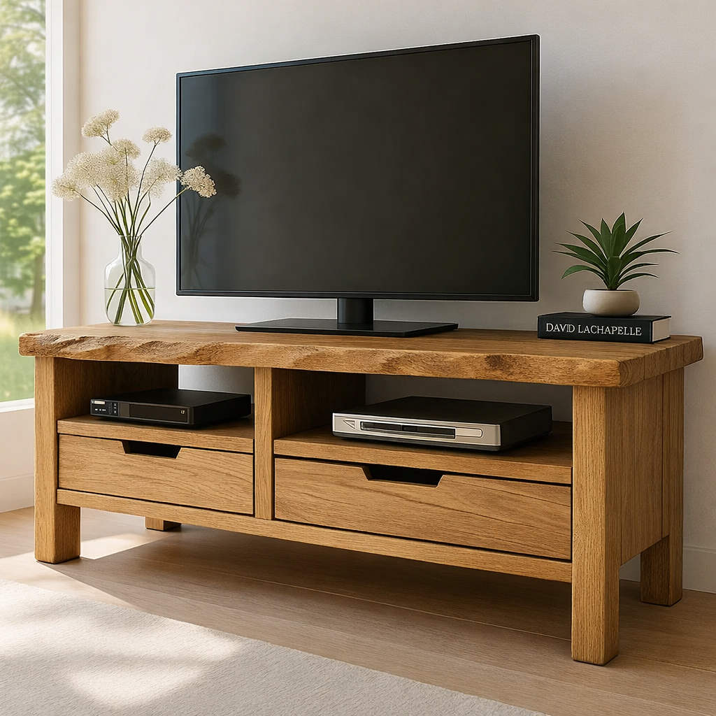 Solid Wood TV Stand with Drawers and Open Shelf Rustic Entertainment Center