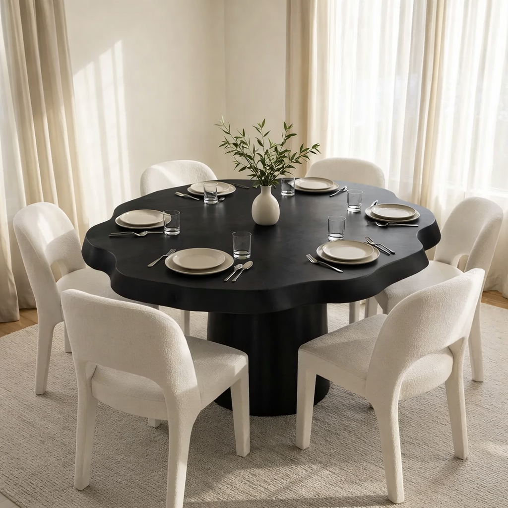 Solid Wood Round Dining Table with Live Edge – Organic Modern Design