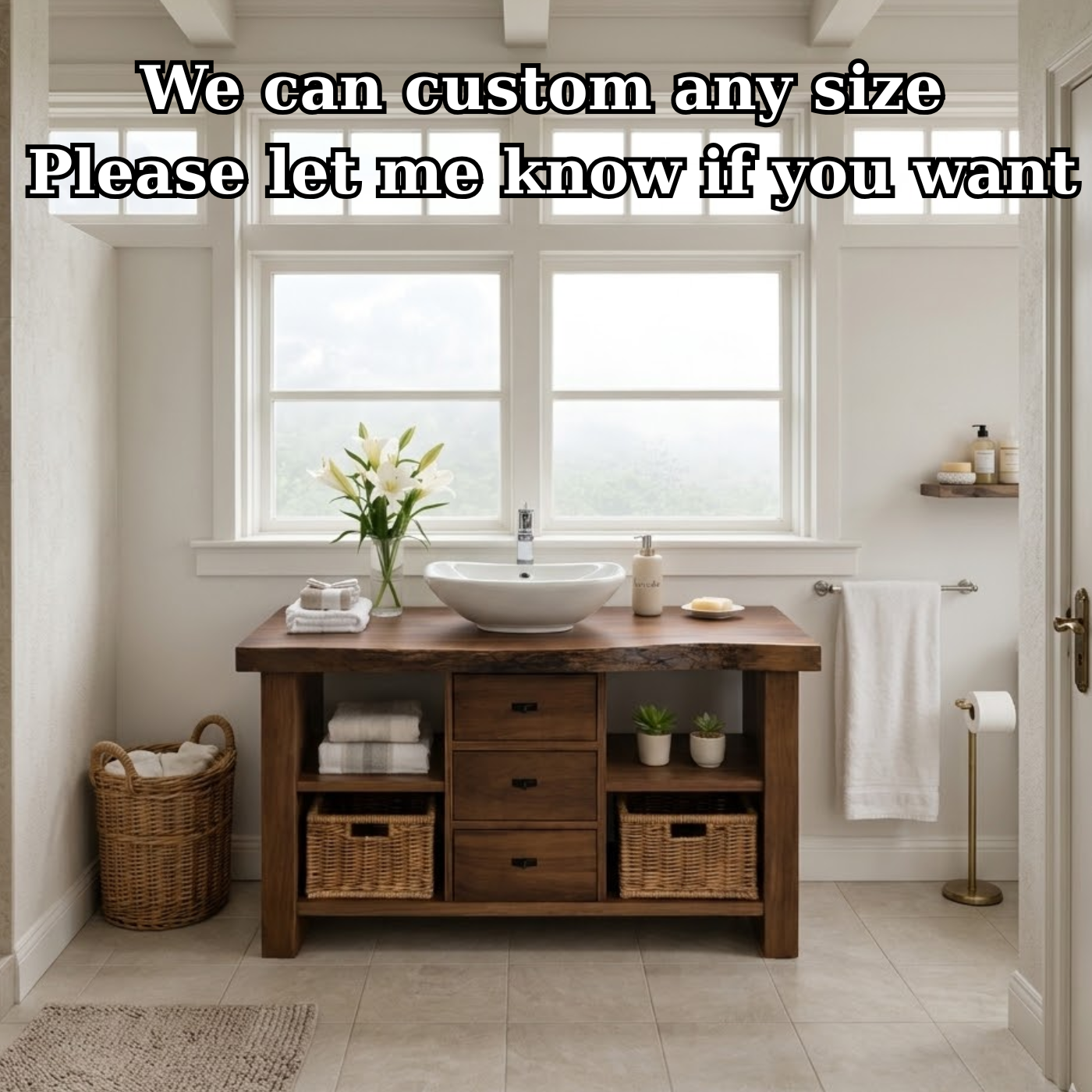 Rustic Walnut Bathroom Vanity with Drawers and Storage for Modern Bathrooms