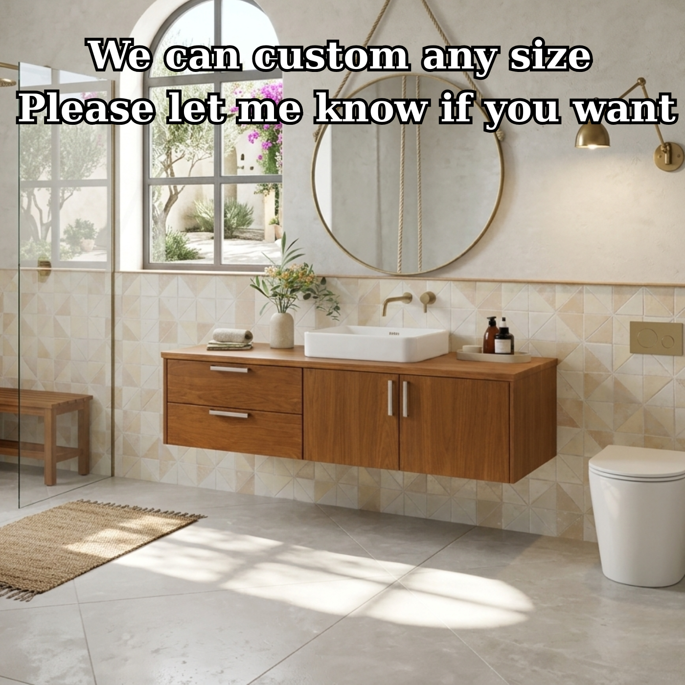 Floating Solid Wood Bathroom Vanity with Drawers and Cabinet Doors for Modern Home Interiors