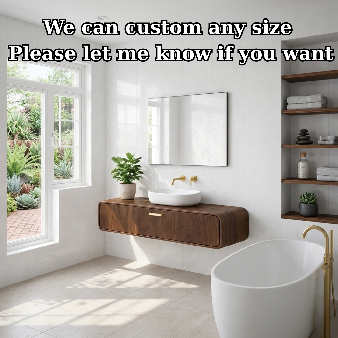 Handcraft Floating Solid Wood Bathroom Vanity with Single Drawer Storage