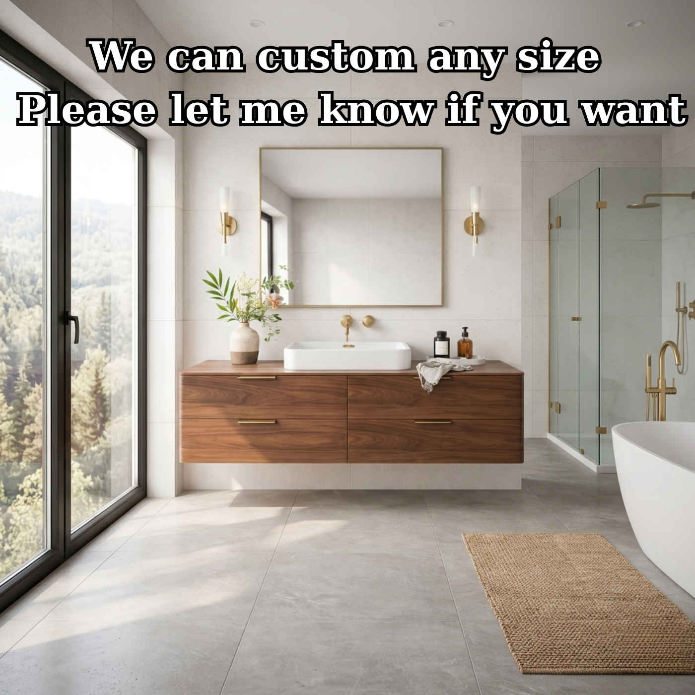 Modern Solid Wood Floating Bathroom Vanity with Four Storage Drawers