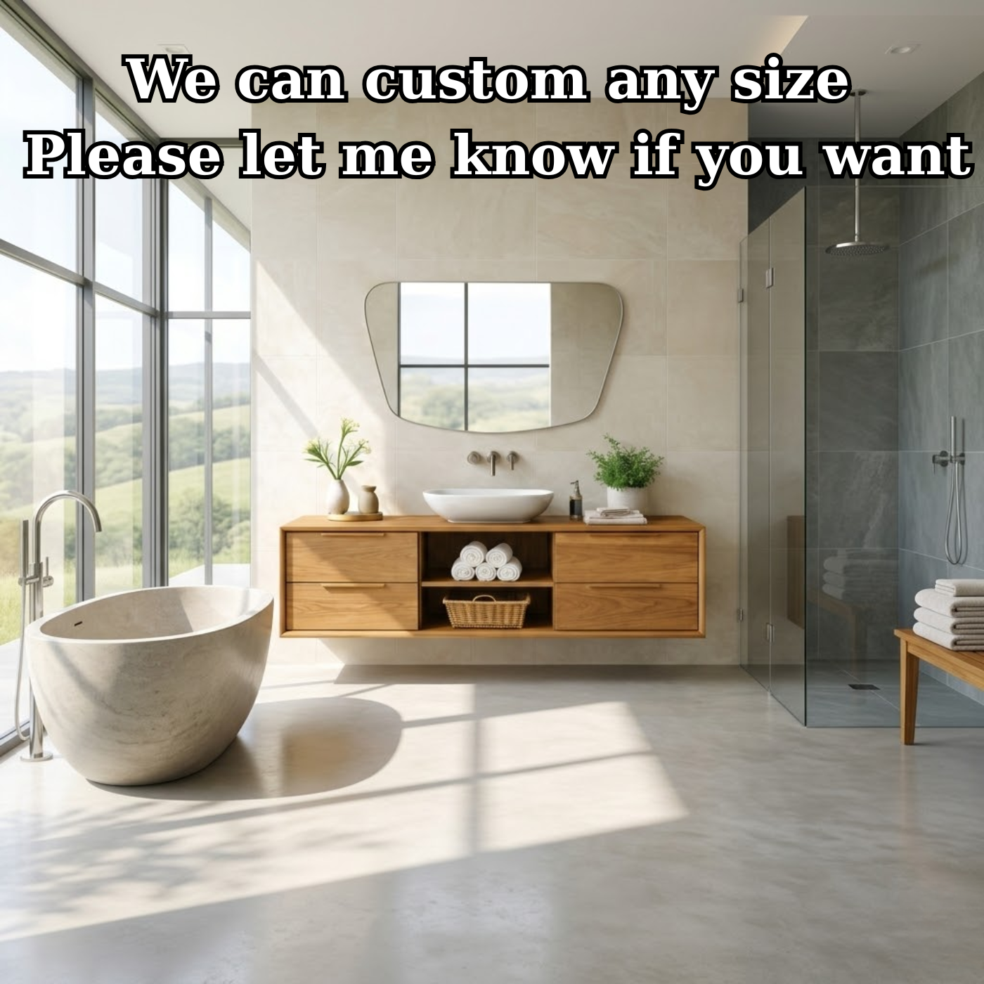 Modern Floating Oak Bathroom Vanity with Open Shelf and Double Drawer Storage