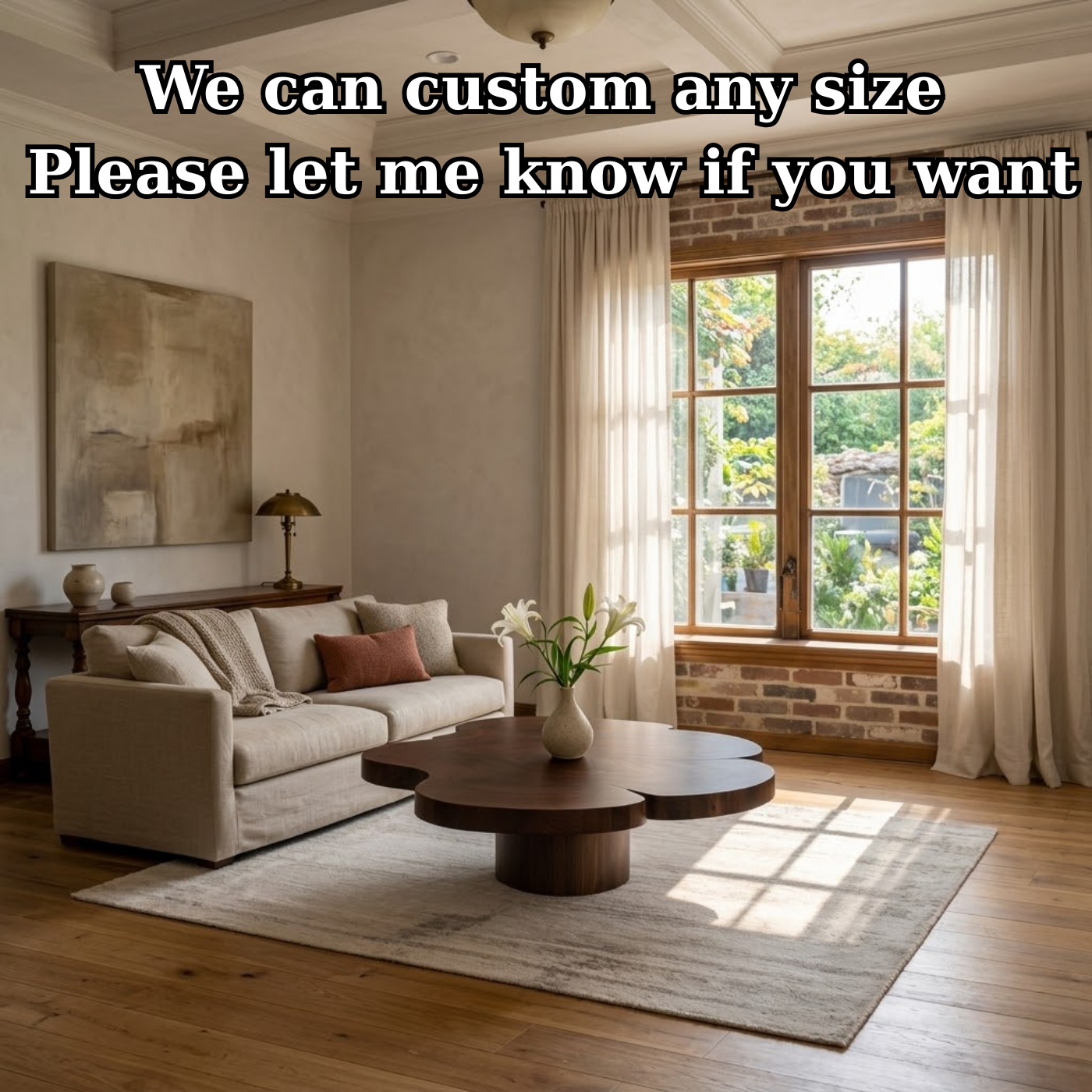 Organic Shaped Walnut Coffee Table with Pedestal Base, Modern Sculptural Design for Living Room
