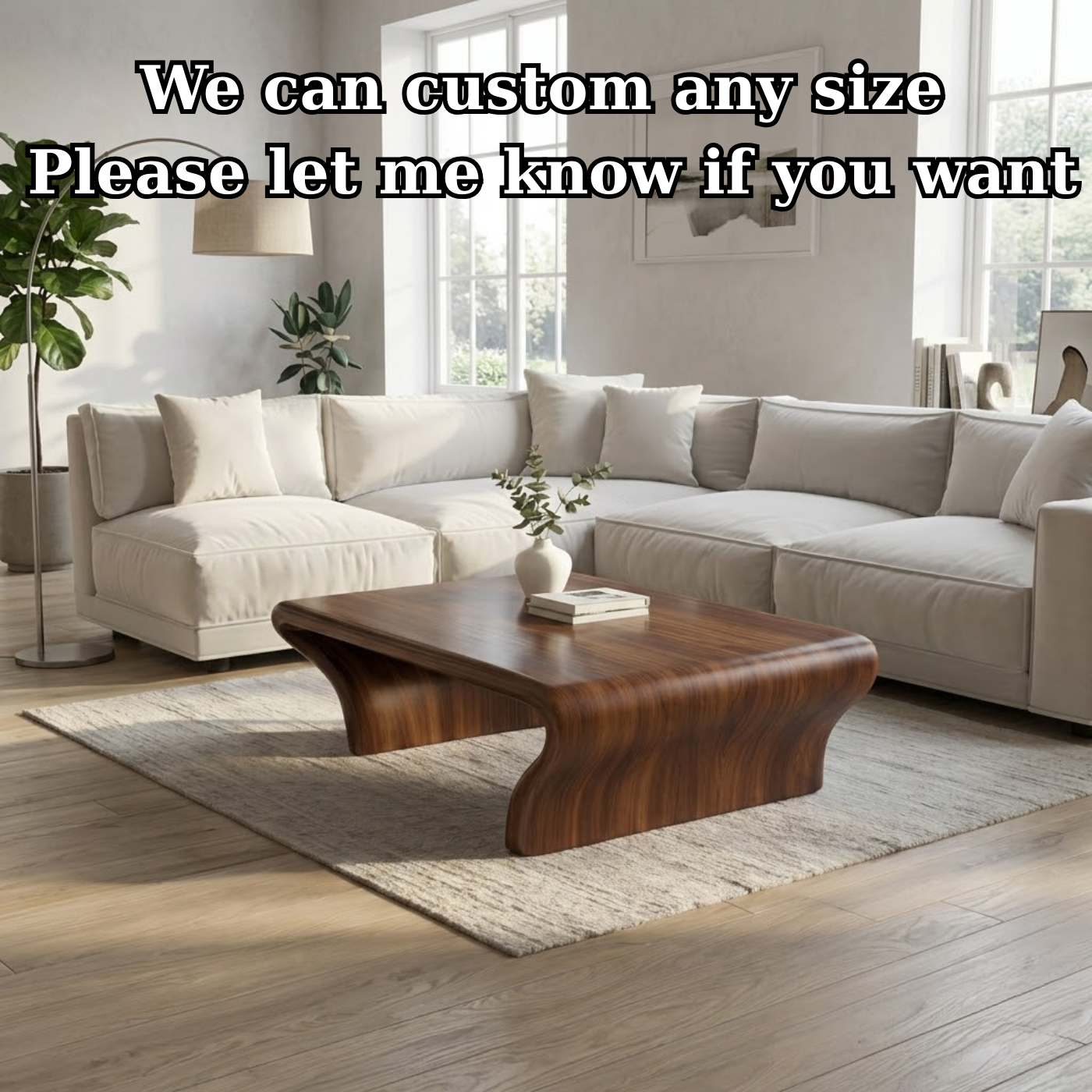 Sculptural Walnut Coffee Table with Curved Design, Modern and Minimalist Living Room Décor