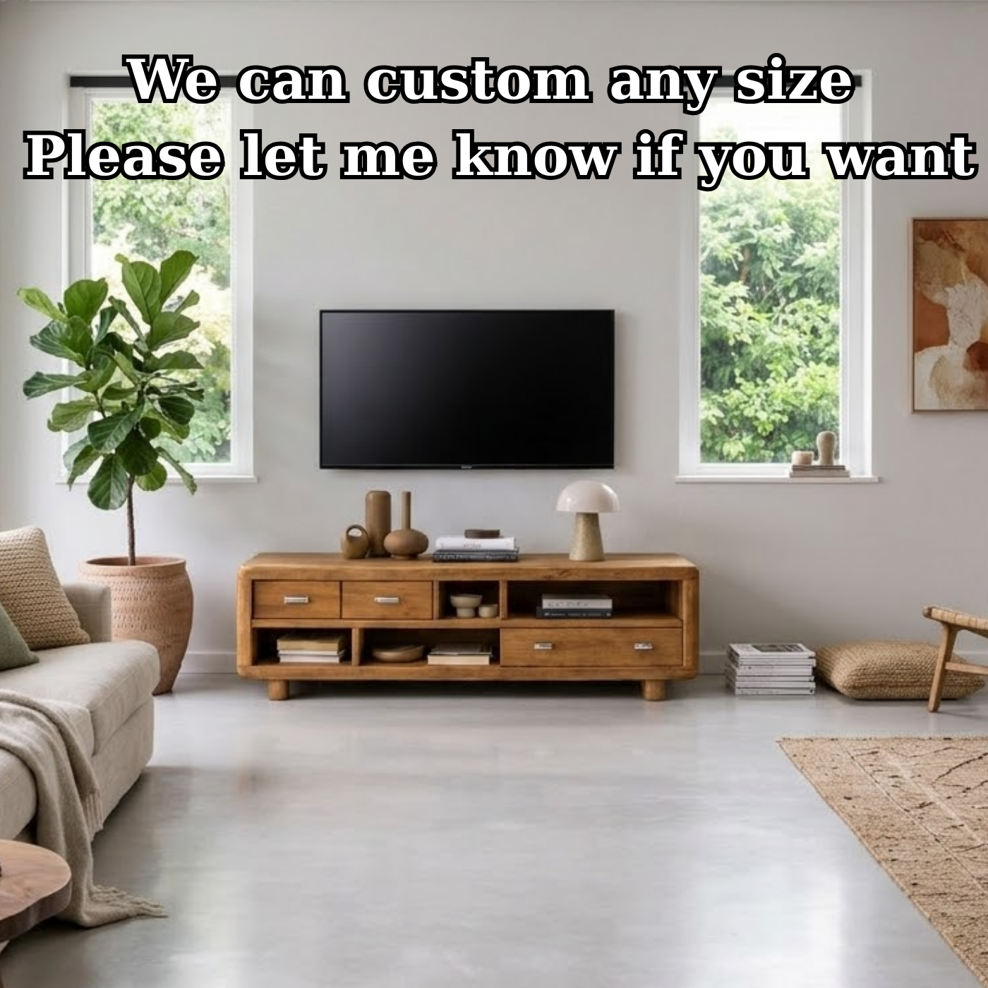 Solid Wood TV Stand with Drawers and Open Shelves Rustic Oak Media Console for Living Room