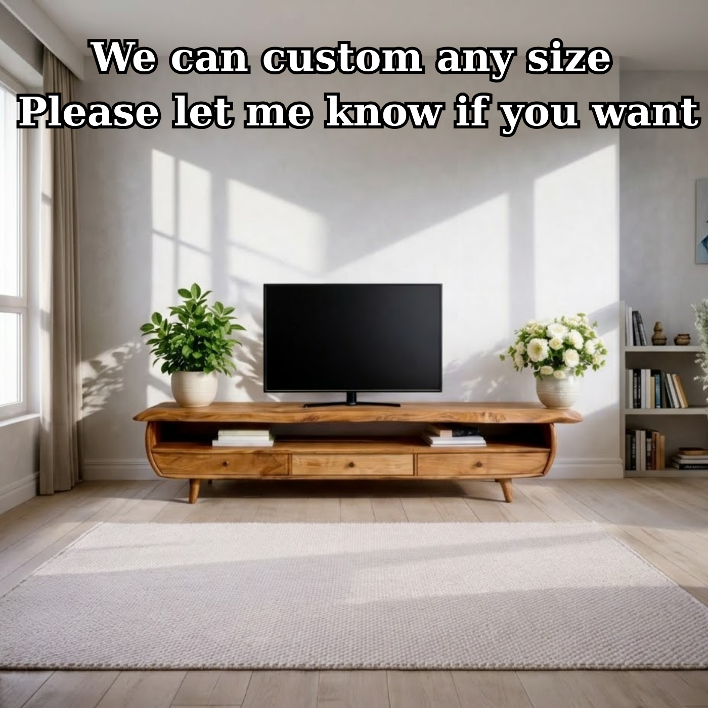 Solid Wood TV Stand for Living Room with Storage Drawers