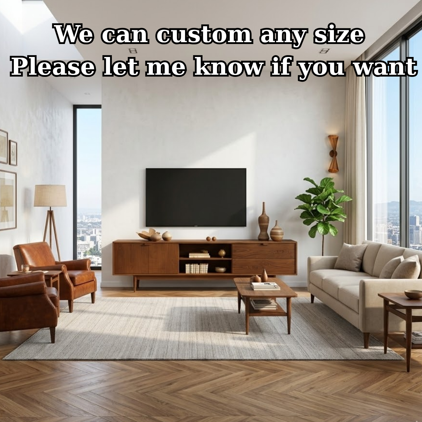 Mid-Century Solid Wood TV Stand with Cabinets and Open Shelf – Modern Media Console