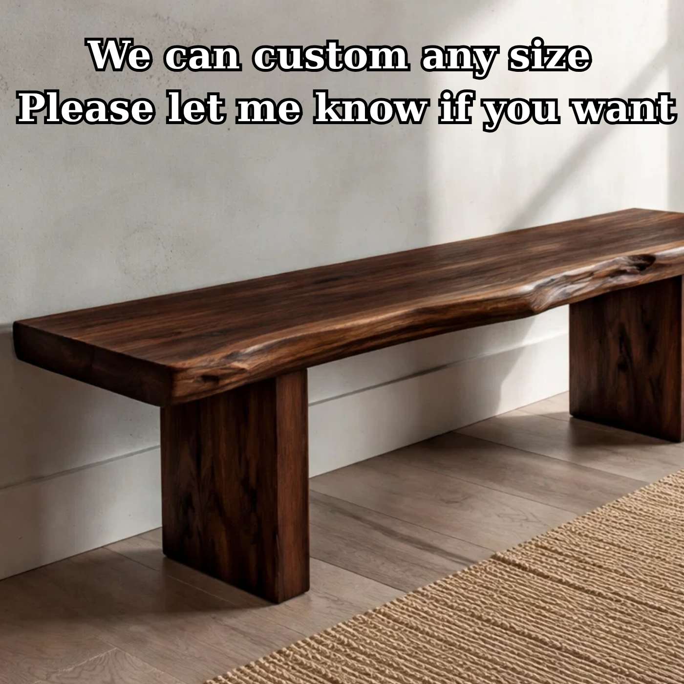 Solid Wood Live Edge Bench – Rustic Natural Wood Entryway Seating Bench