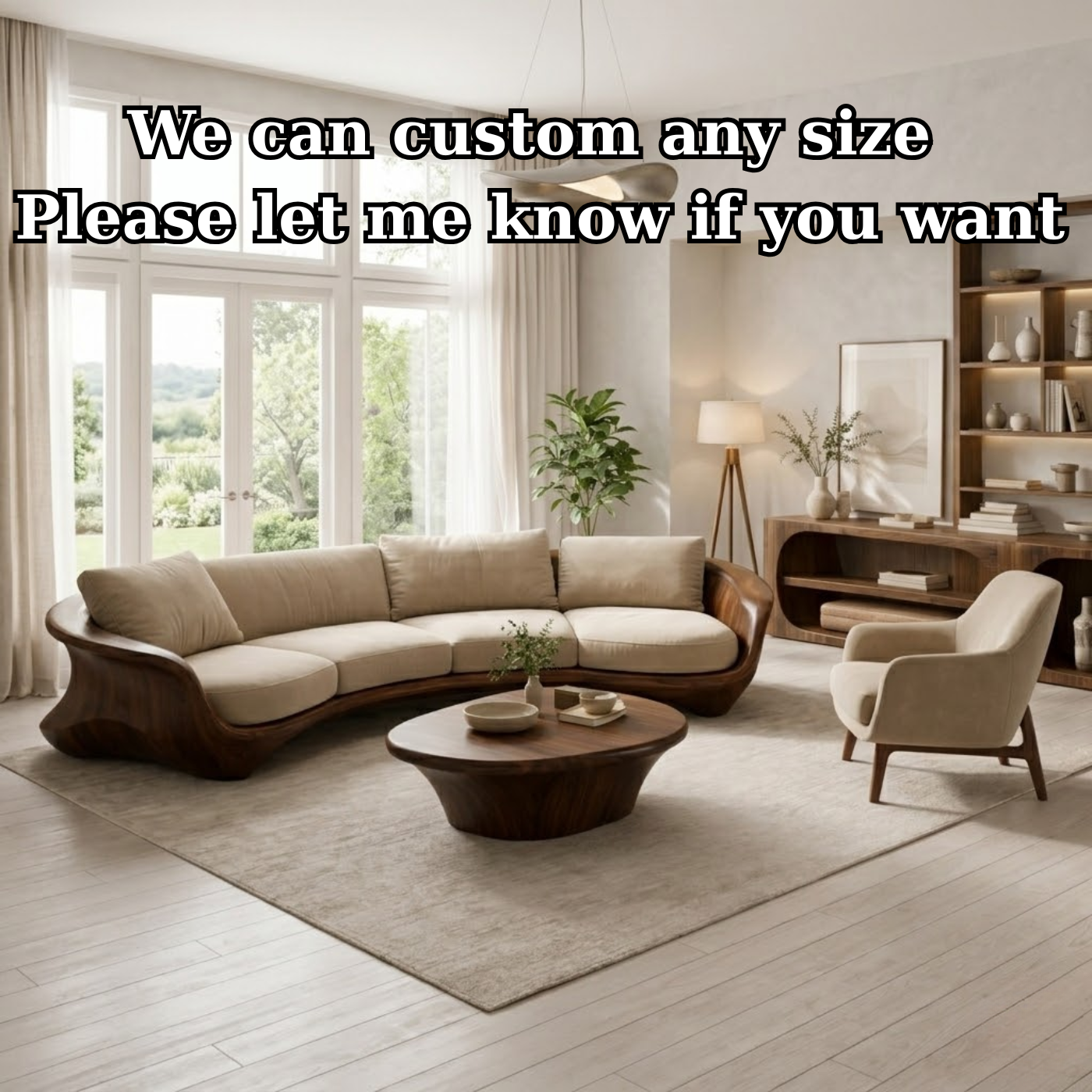 Curved Solid Wood Sofa with Sculptural Frame – Luxury Modern Organic Design