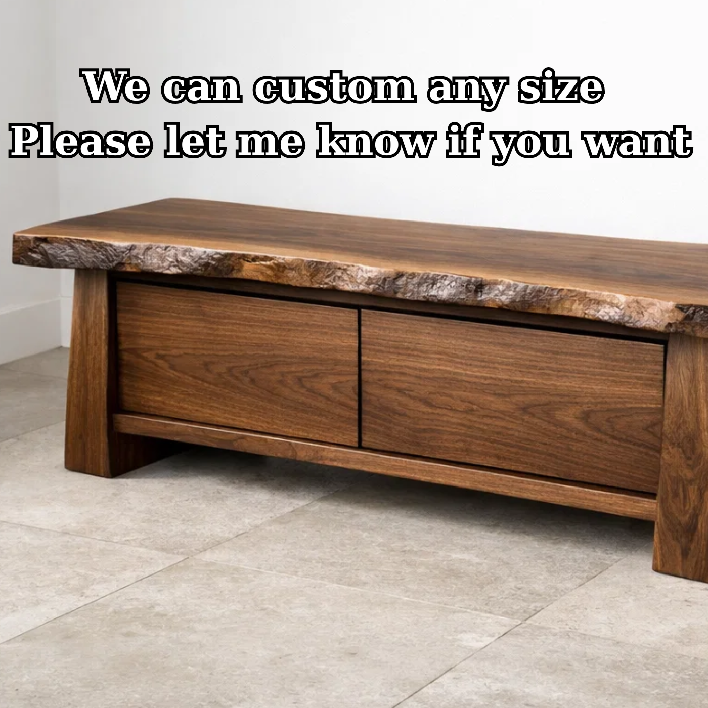 Solid Wood Entryway Bench with Storage Drawers – Live Edge Hallway Seating