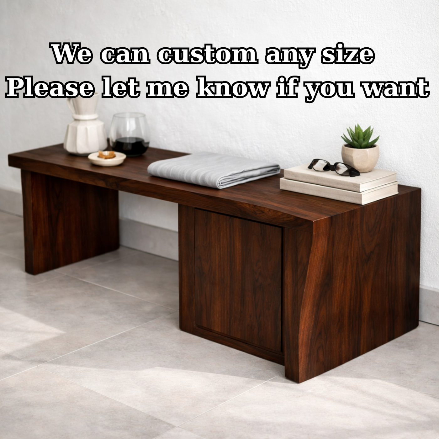 Solid Wood Entryway Bench with Side Storage Cabinet – Minimalist Wooden Bench