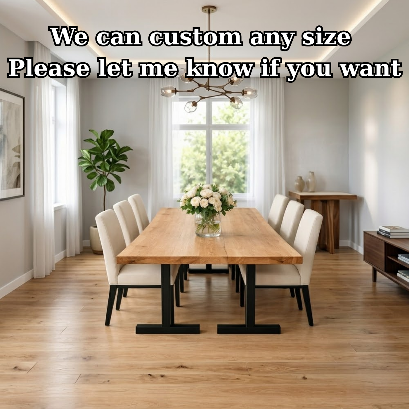 Solid Wood Dining Table with Black Metal Legs Modern Industrial Style