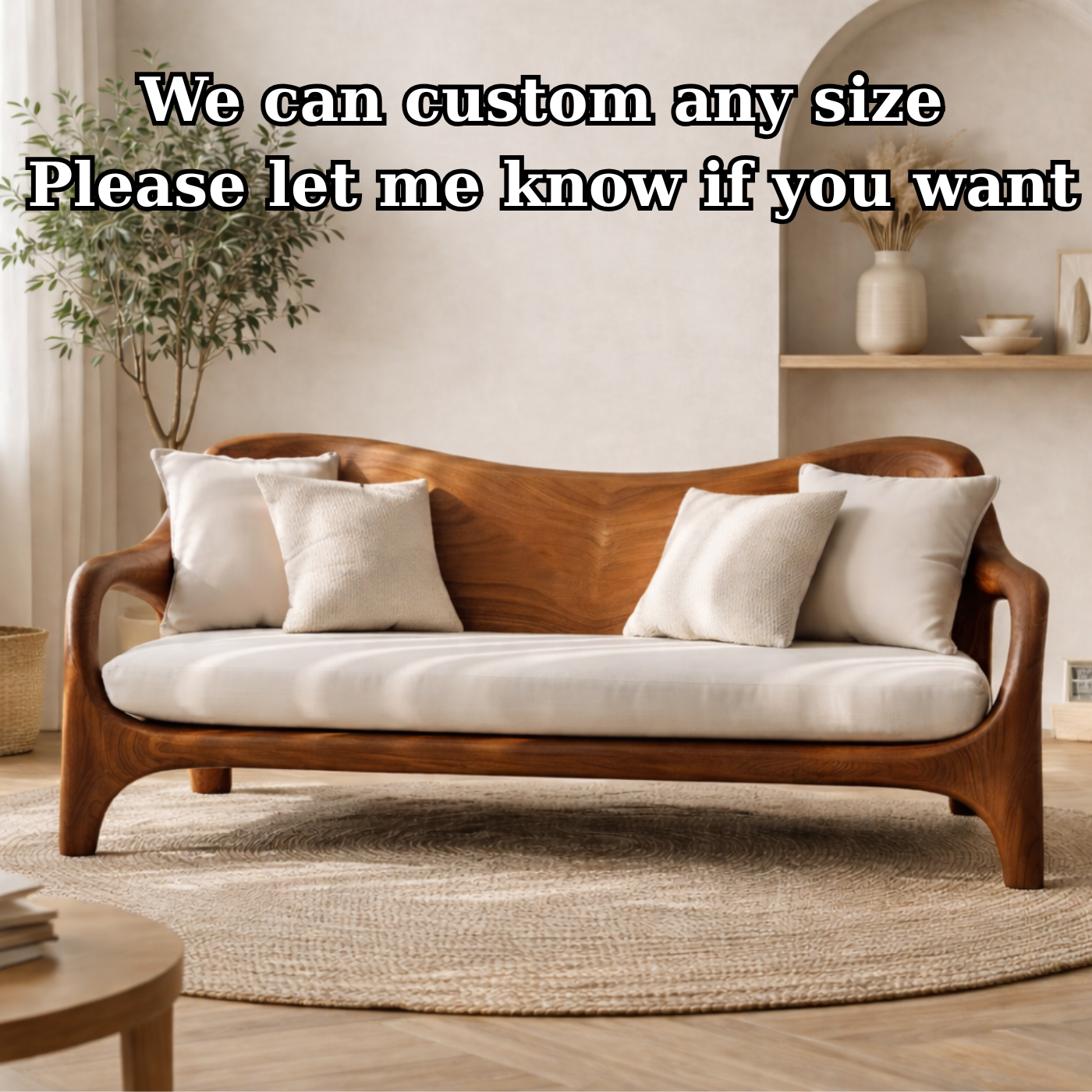 Luxury Solid Wood Sofa Curved Modern Design