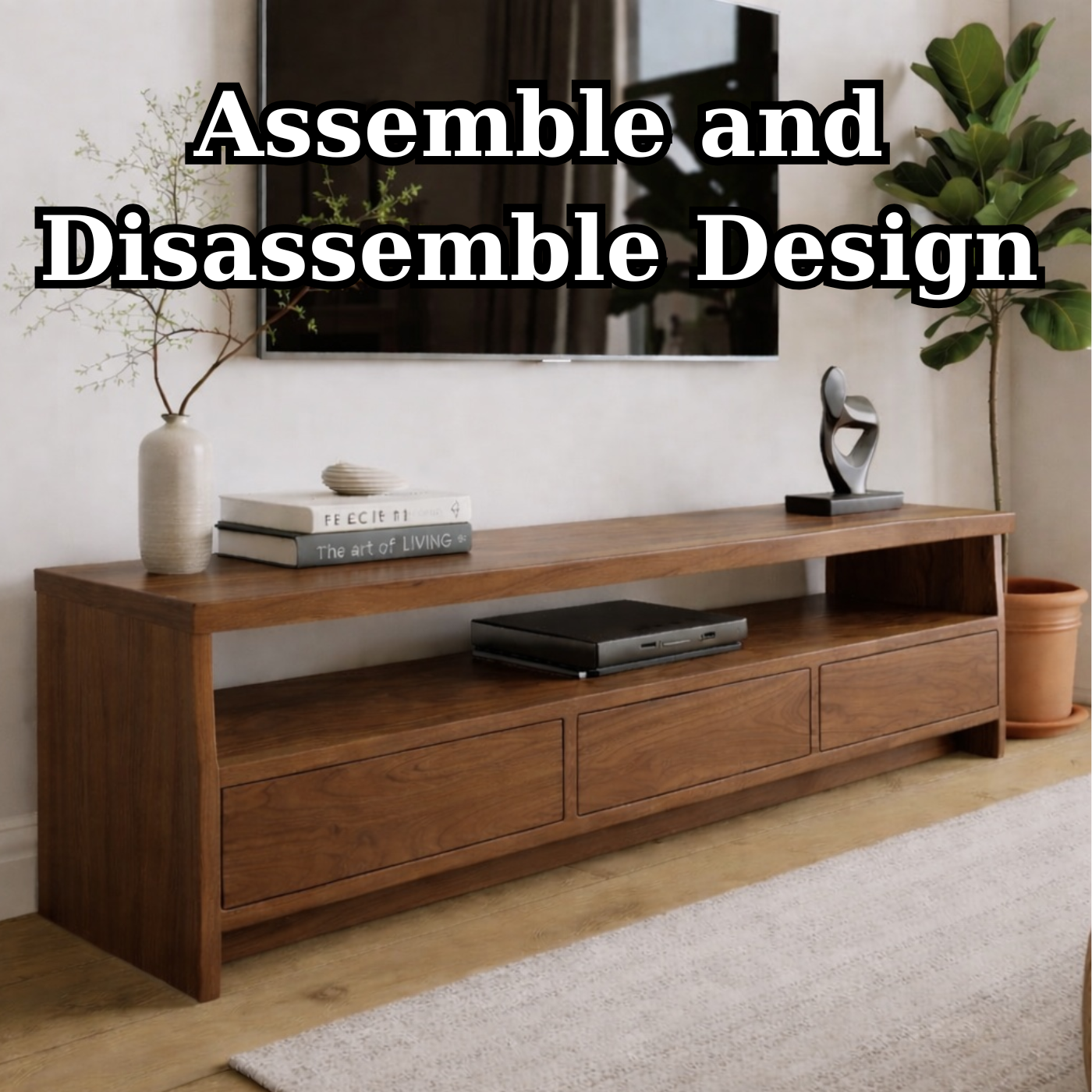 Solid Wood TV Stand with Drawers and Open Shelf for Contemporary Homes