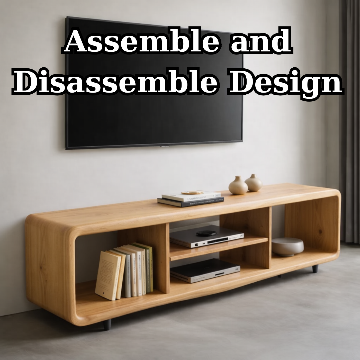 Solid Wood TV Stand with Open Shelves for Minimalist Interiors