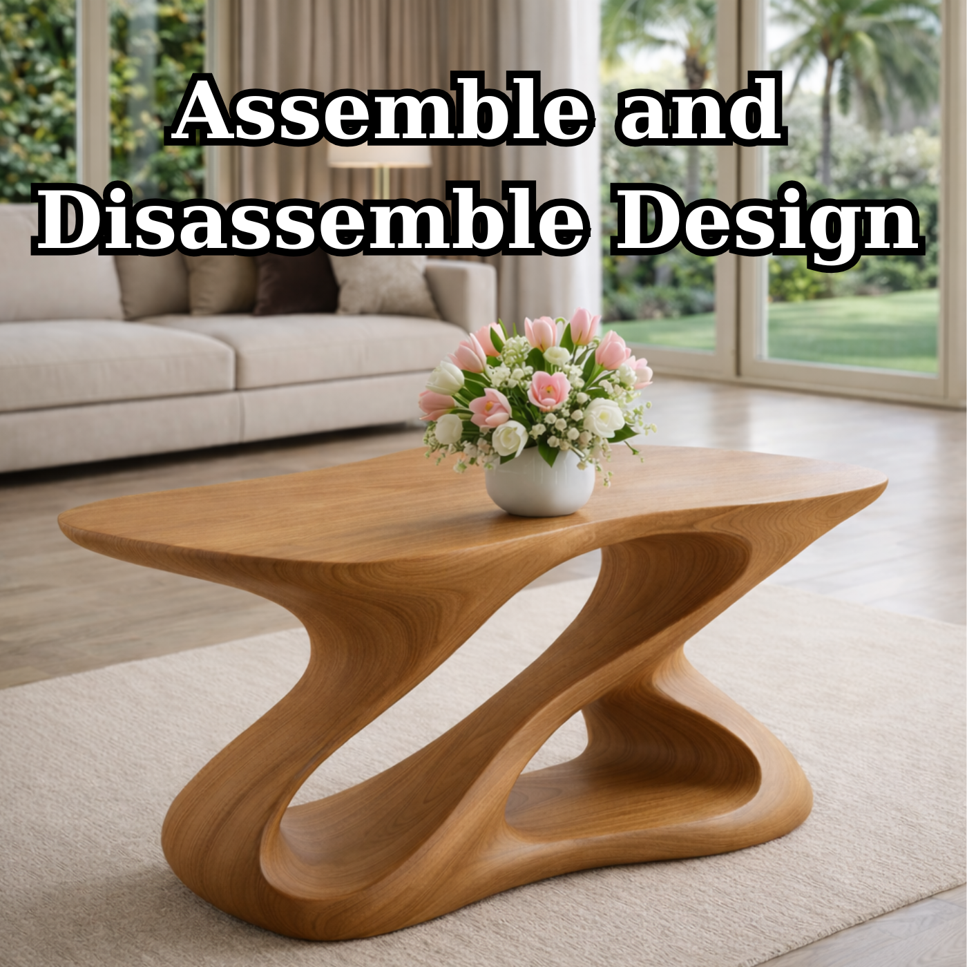 Sculptural Solid Wood Coffee Table for Modern Living Rooms