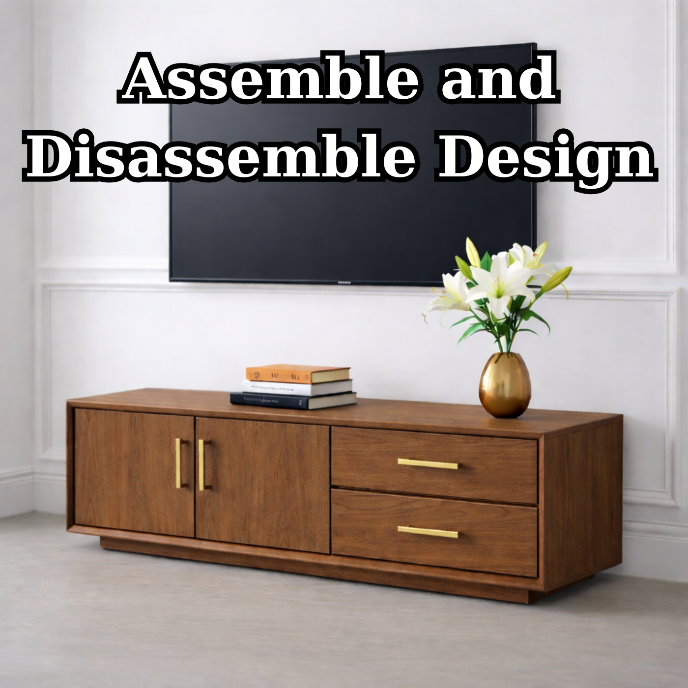 Solid Wood TV Stand with Drawers and Cabinet for Elegant Living Rooms