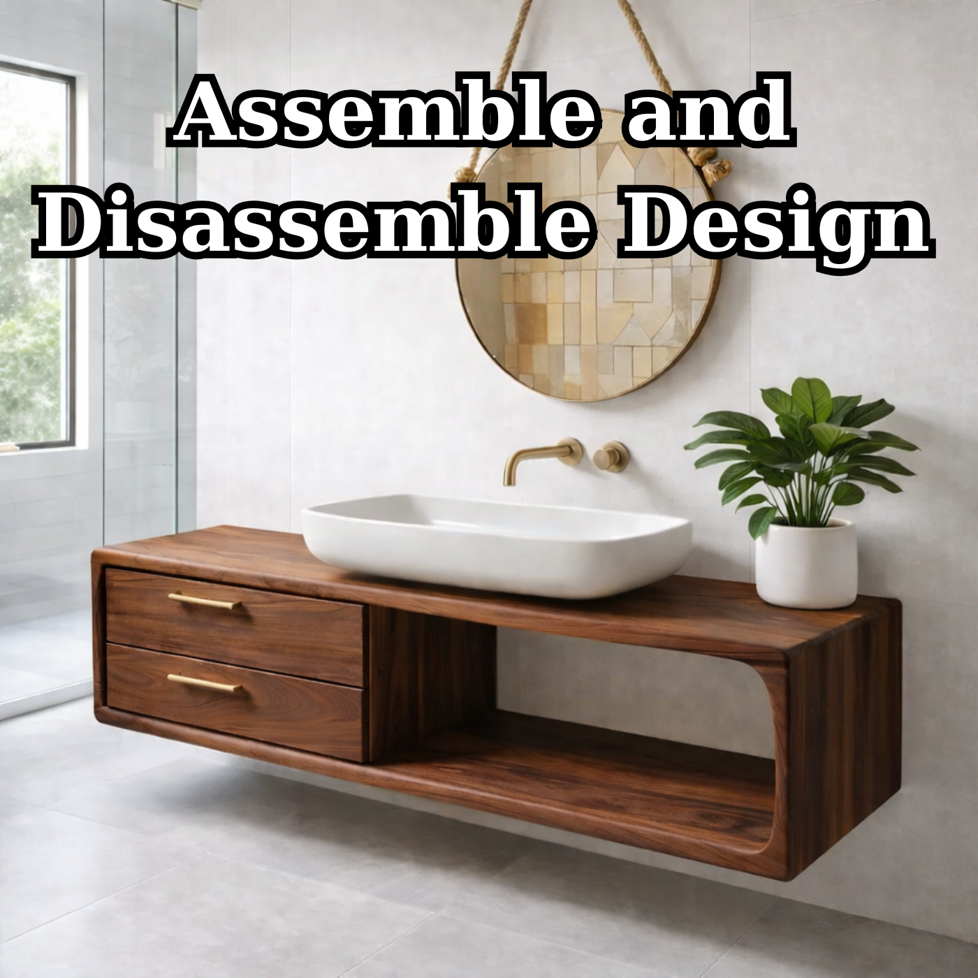 Modern Solid Wood Floating Bathroom Vanity with Double Drawers and Open Shelf