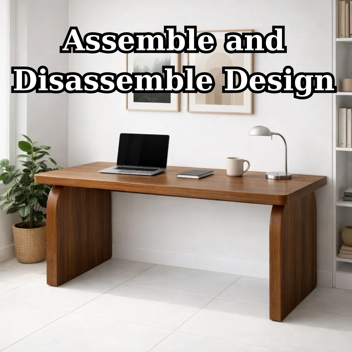 Minimalist Solid Wood Desk with Elegant Curved Leg Design