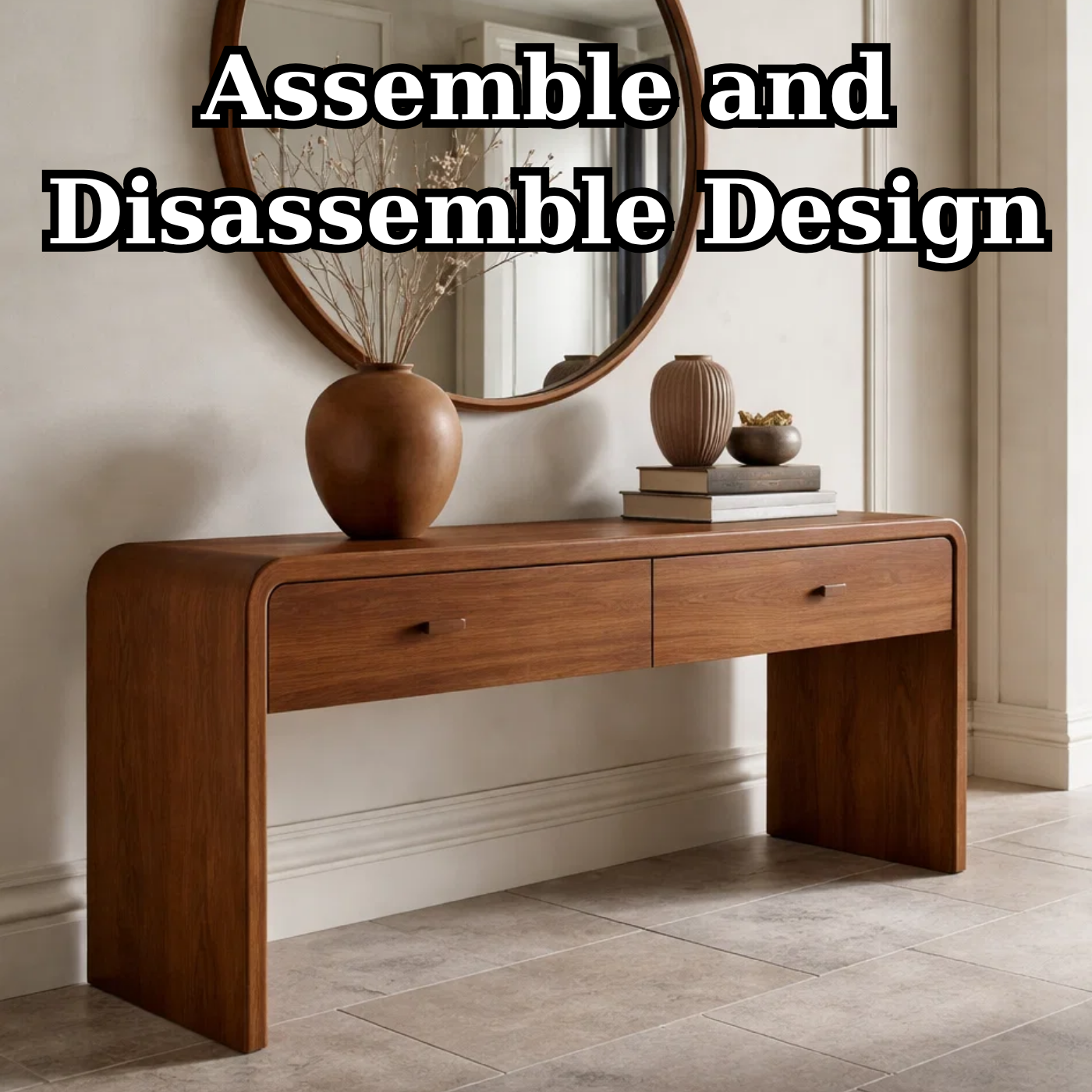 Solid Wood Console Table with Drawers – Modern Hallway Table