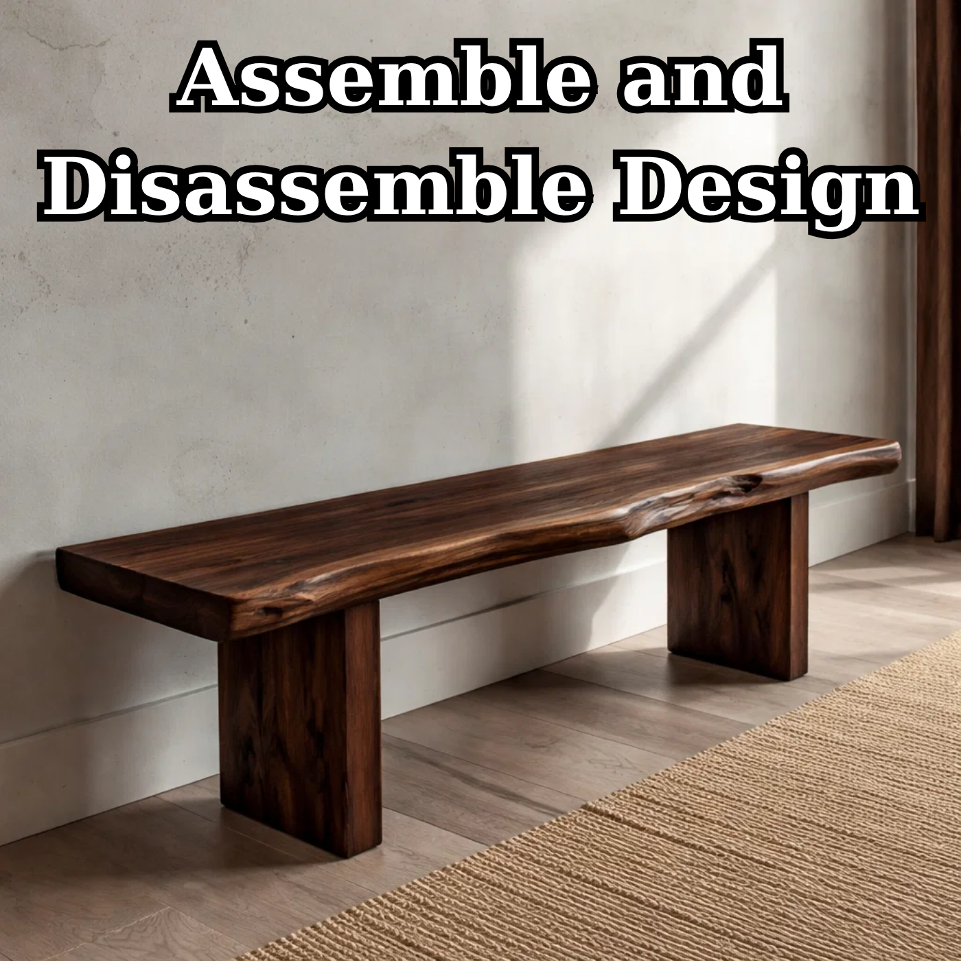 Solid Wood Live Edge Bench – Rustic Natural Wood Entryway Seating Bench
