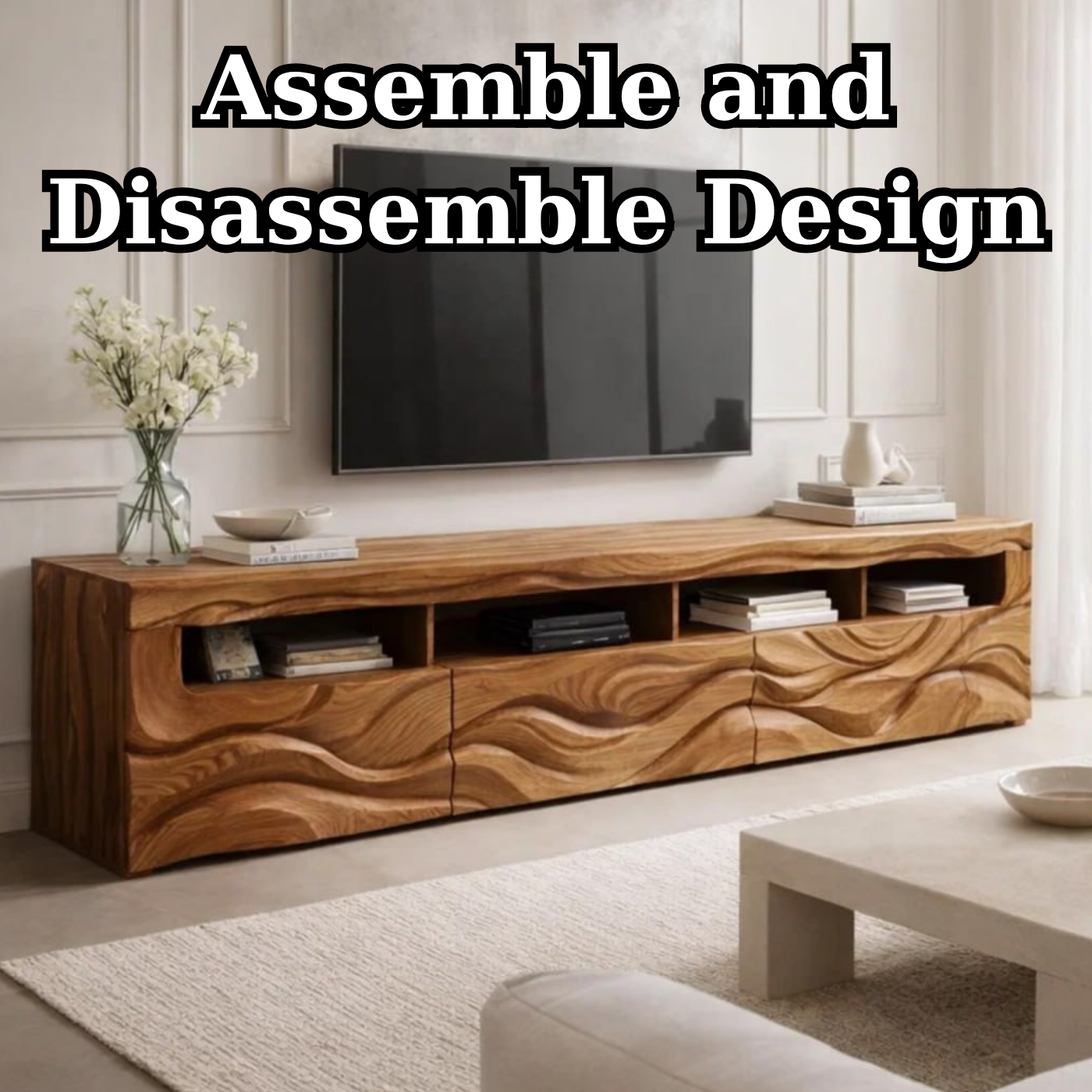 Modern TV Stand with Storage, Wooden Media Console, Entertainment Center for Living Room Decor