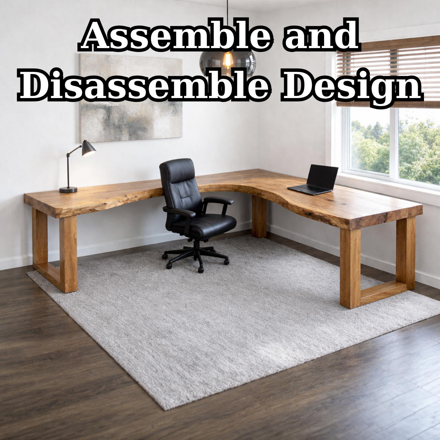 Live Edge Solid Wood L-Shaped Desk for Modern Home Office