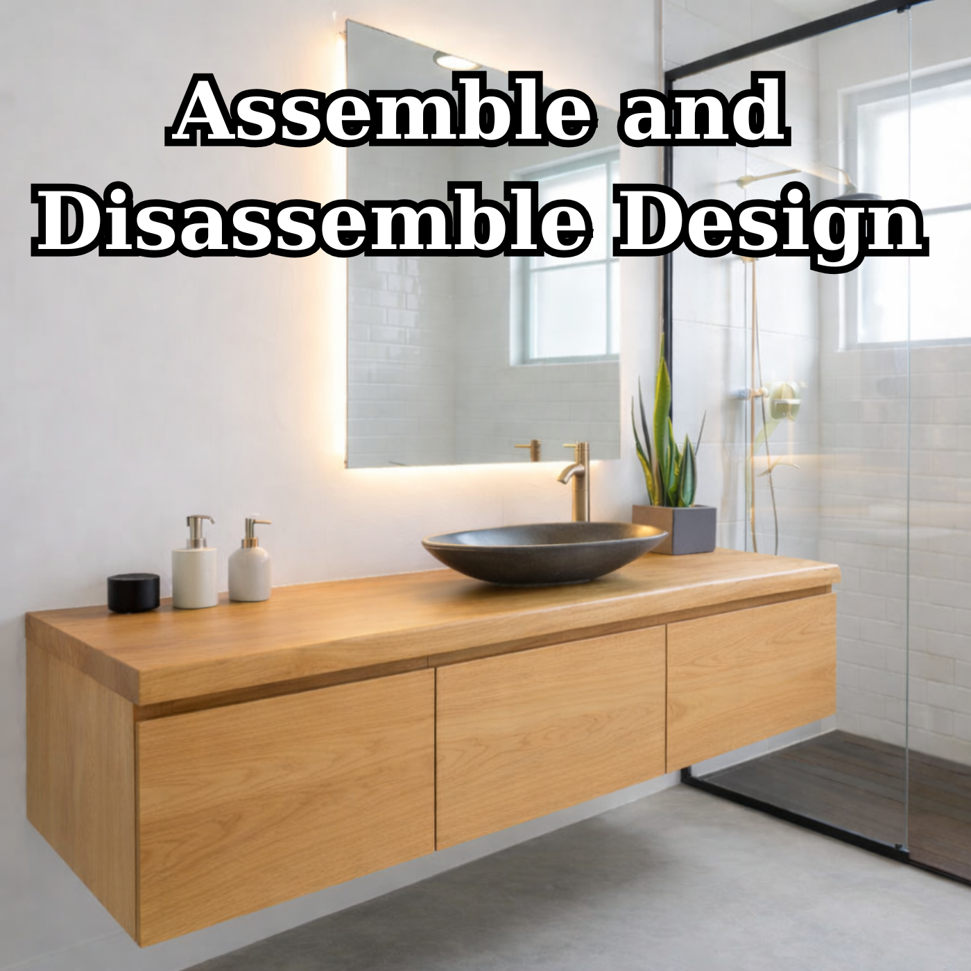 Floating Oak Bathroom Vanity, Wall Mounted Wood Vanity Cabinet