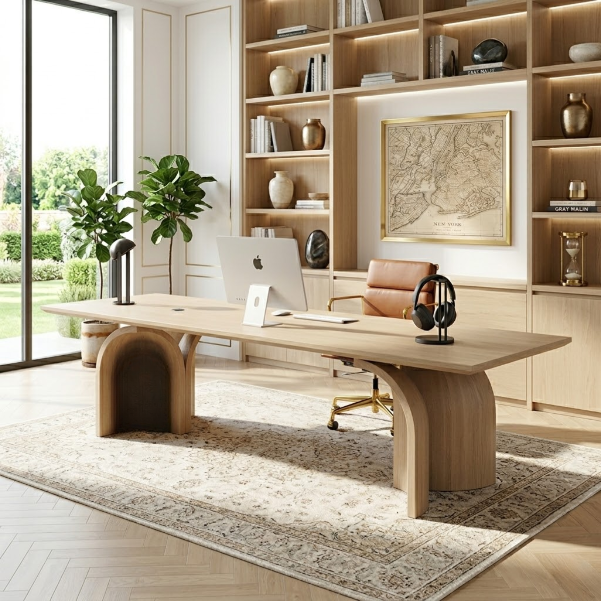 Large Executive Office Desk, Modern Work Table, Minimalist Home Office Writing Desk