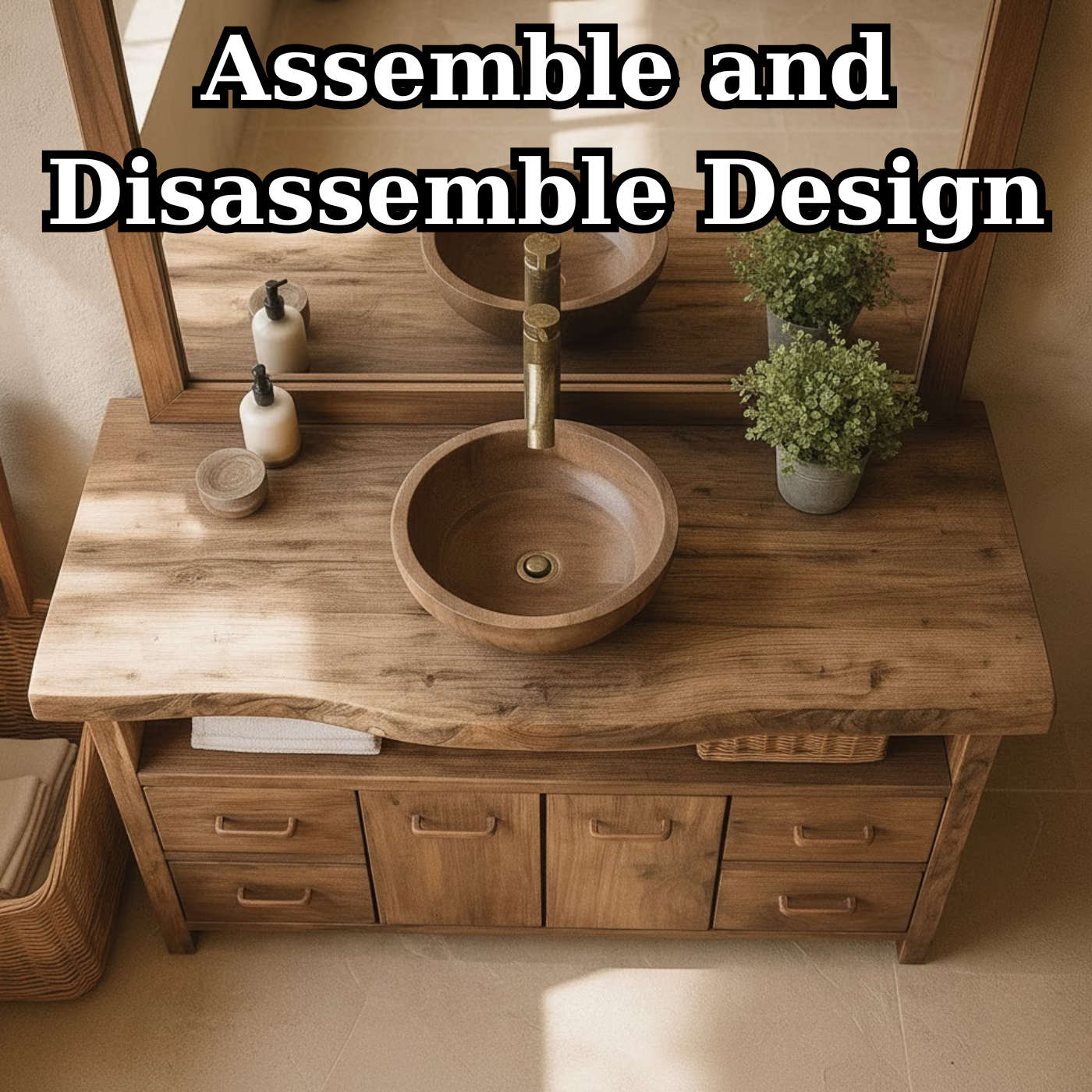 Solid Wood Live Edge Double Bathroom Vanity with 6 Drawers and Double Cabinet Doors for Modern Farmhouse Bathrooms