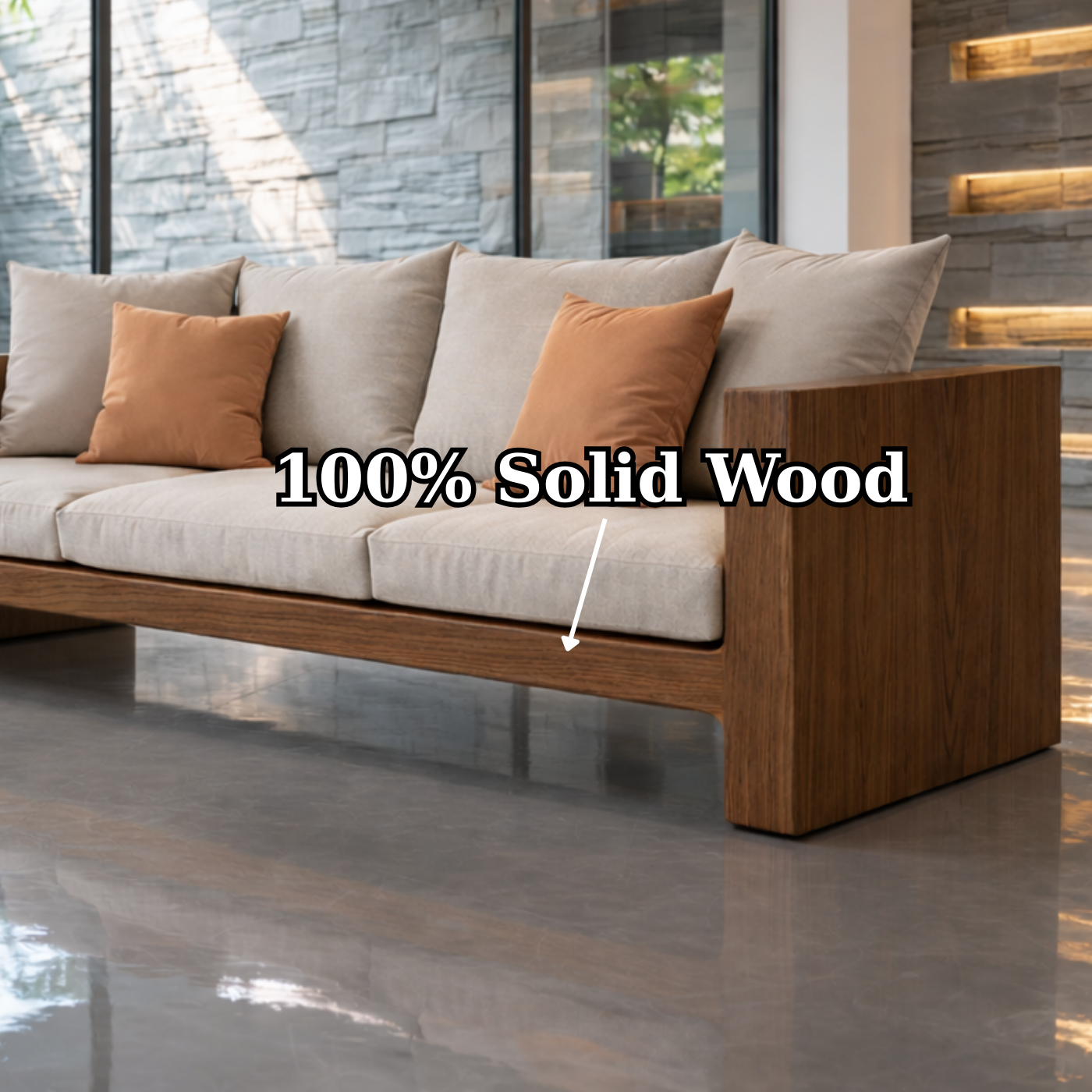 Minimalist Solid Wood Sofa Frame Modern Wooden Couch Base for Living Room