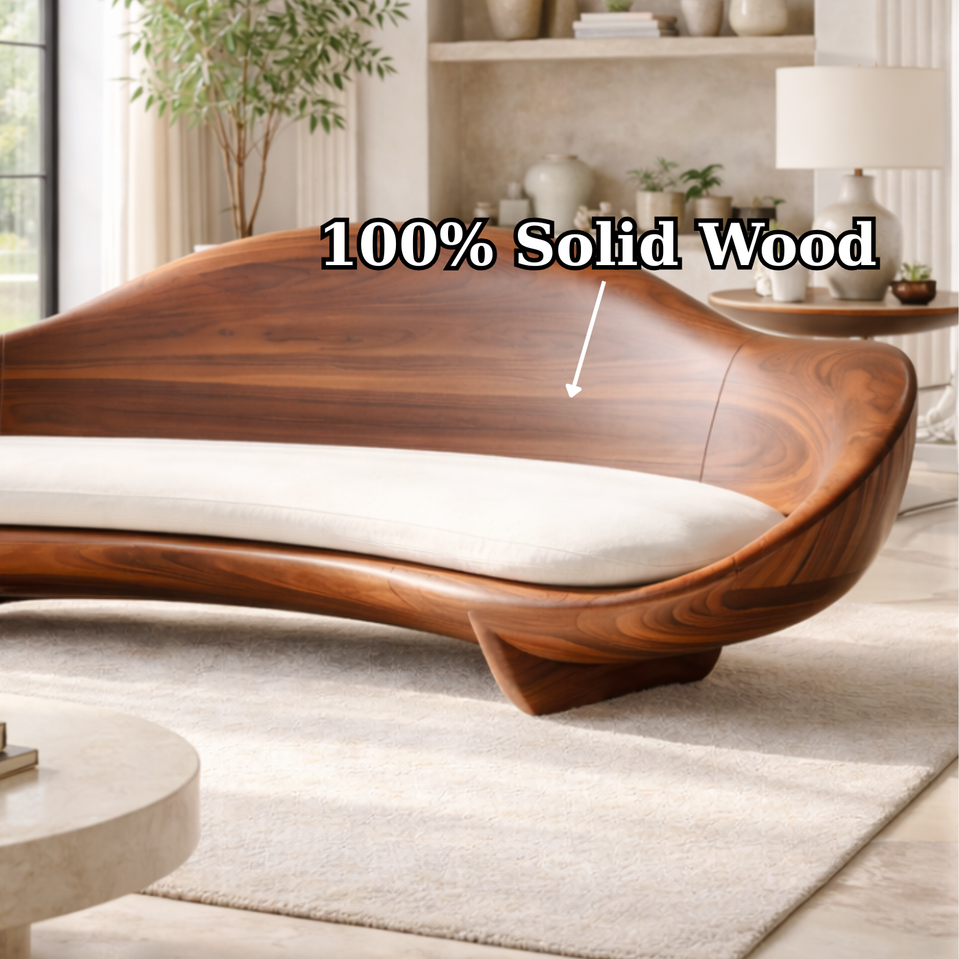 Solid Wood Designer Sofa Contemporary Sculptural Form