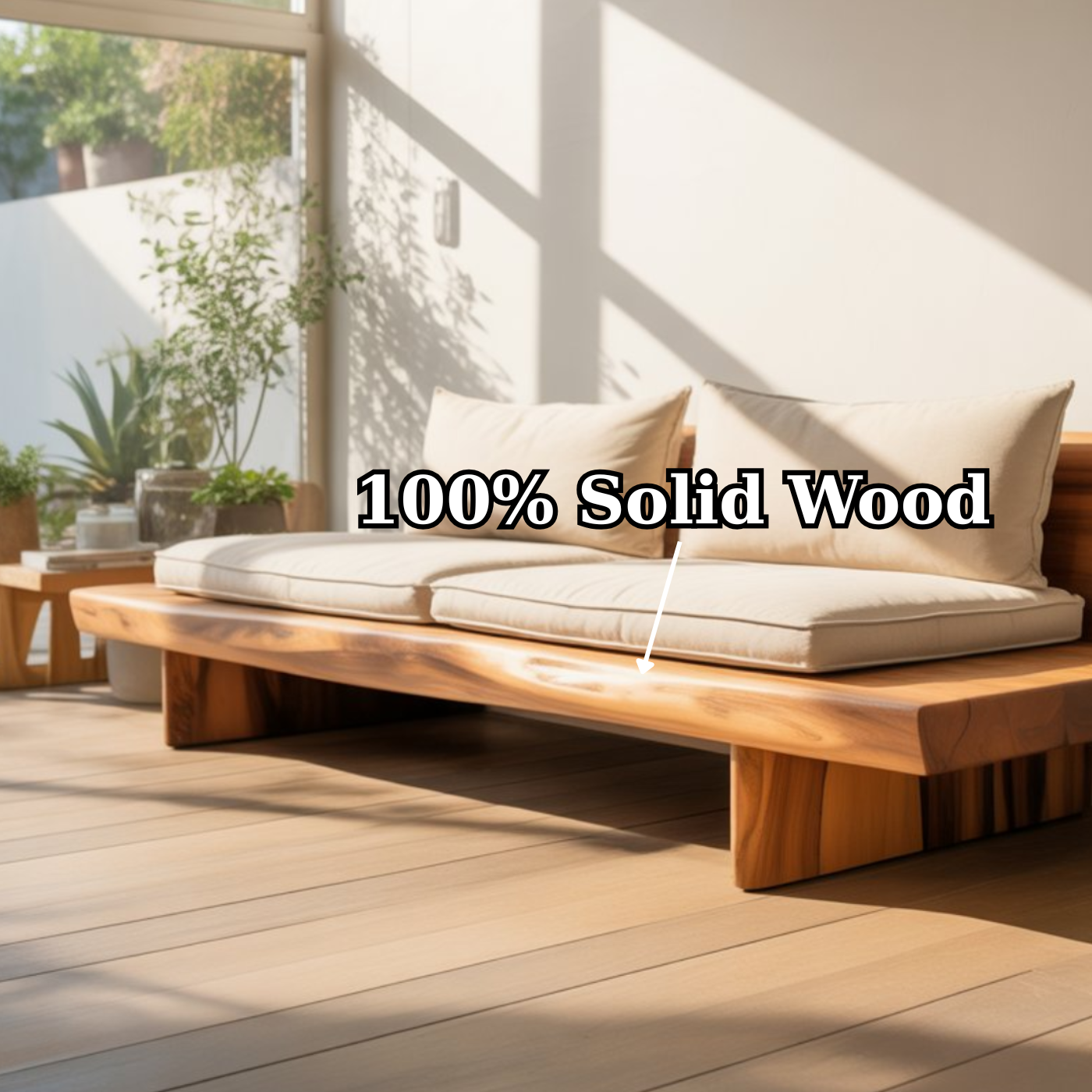 Modern Solid Wood Sofa with Minimalist Design
