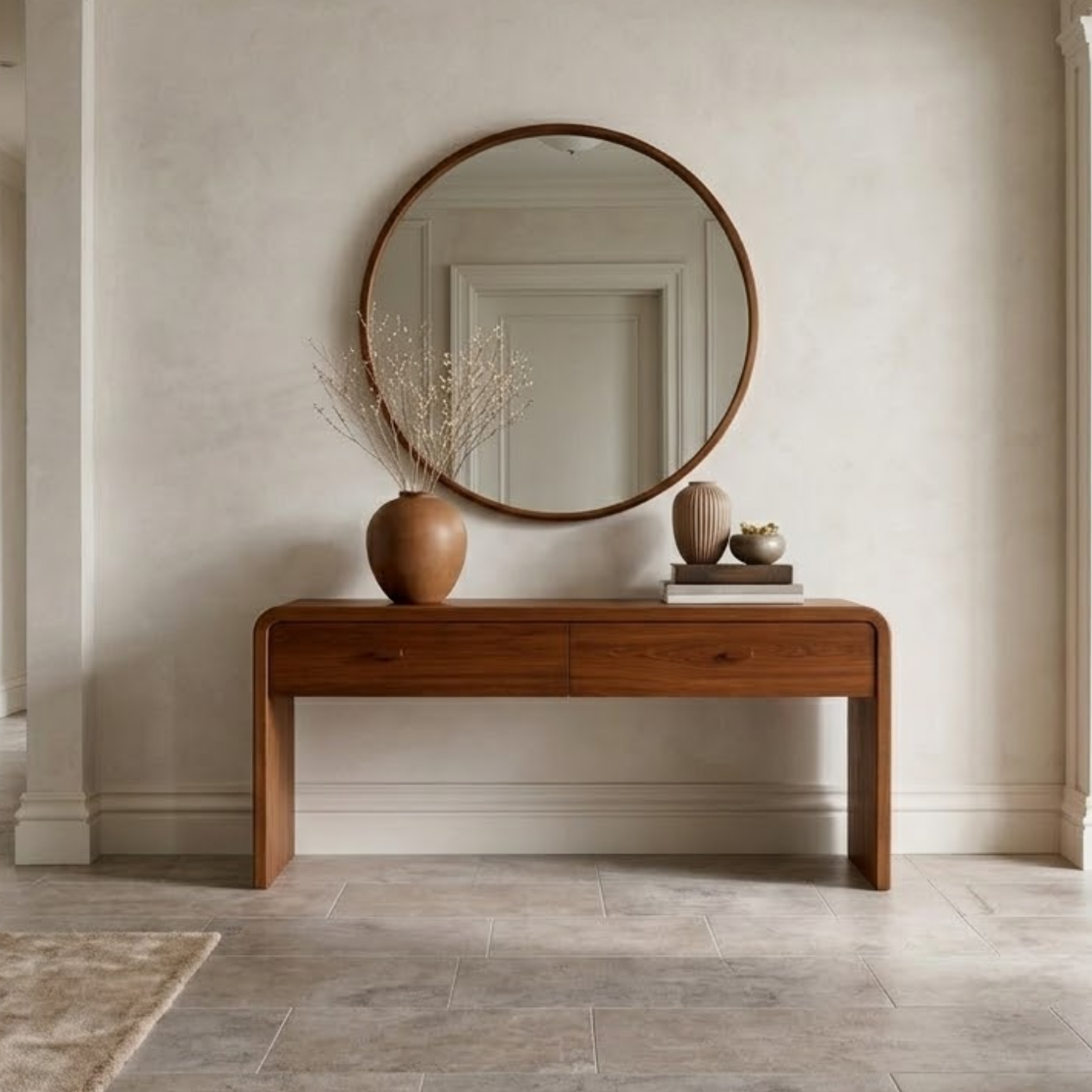 Solid Wood Console Table with Drawers – Modern Hallway Table