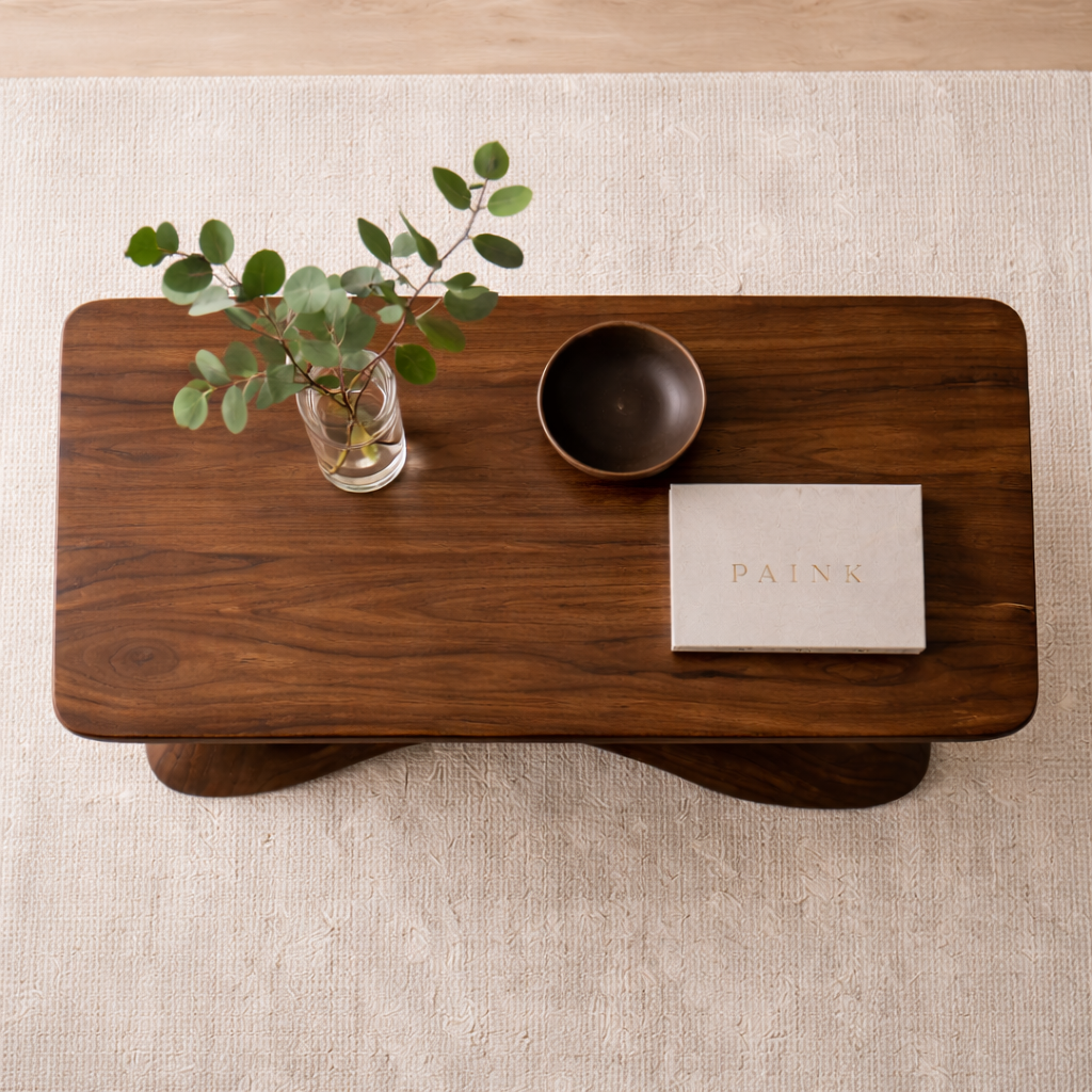 Solid Wood Sculptural Coffee Table with Organic Curved Base – Modern Rustic Coffee Table