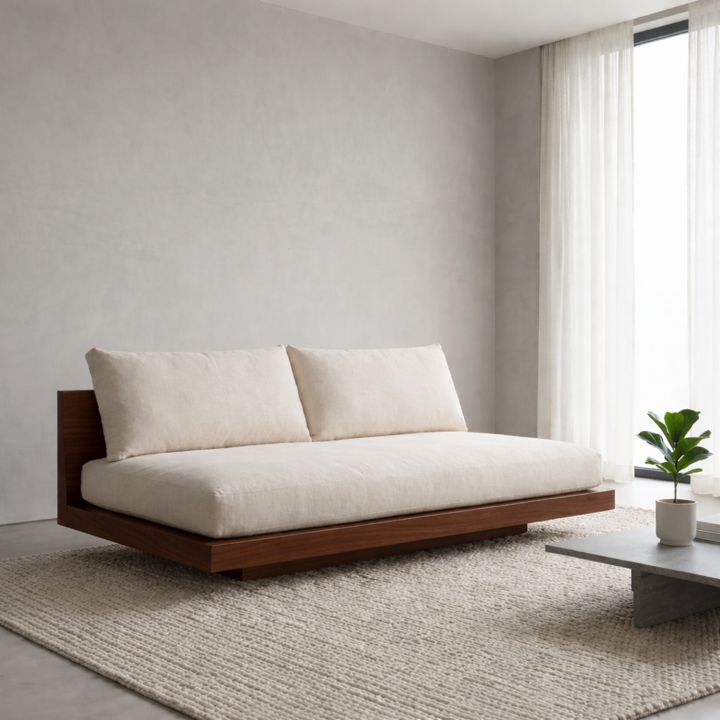 Solid Wood Platform Sofa Frame – Minimalist Low Profile Modern Wood Sofa
