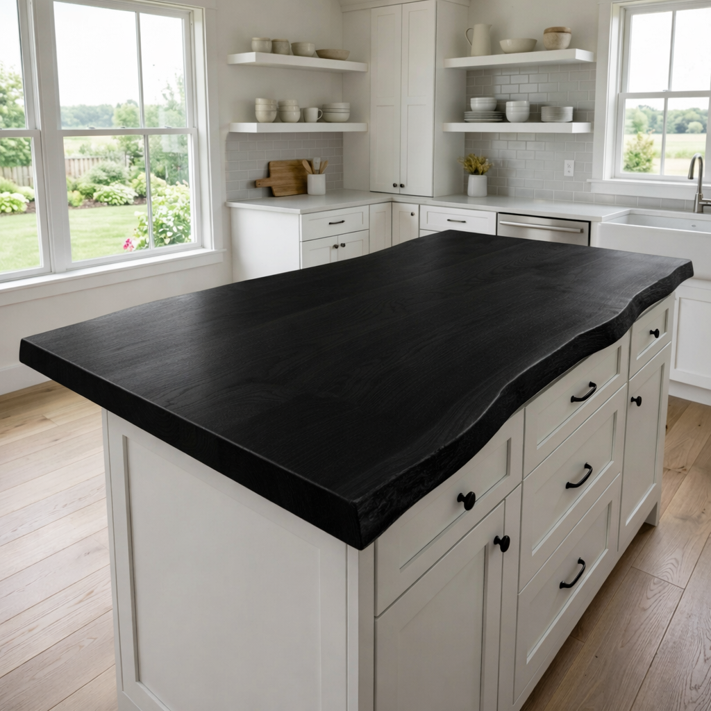 Solid Wood Kitchen Countertop – Live Edge Island Top for Modern Farmhouse Kitchens