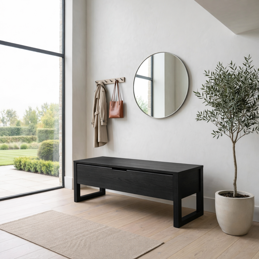 Solid Wood Storage Bench with Lift Top – Minimalist Entryway Storage Bench