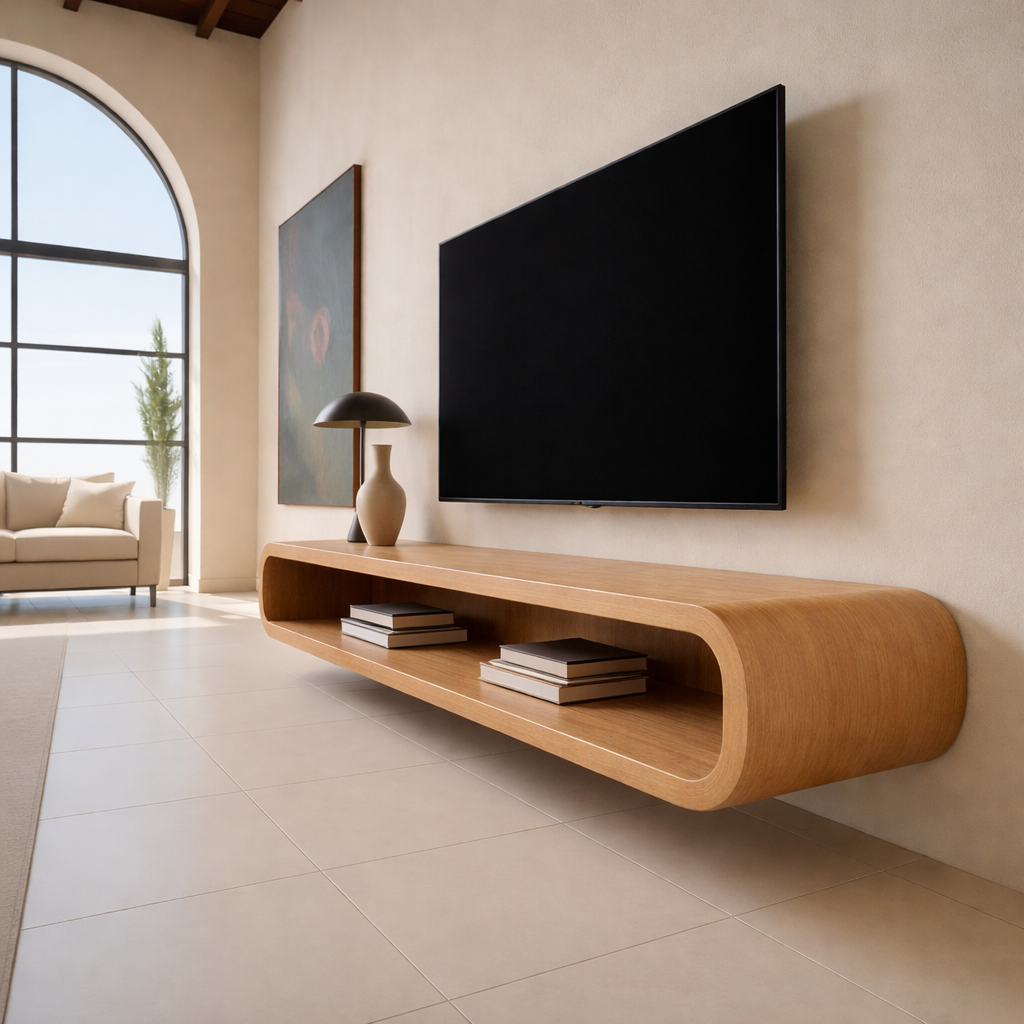 Modern Floating TV Stand Solid Wood – Sleek & Minimalist Design